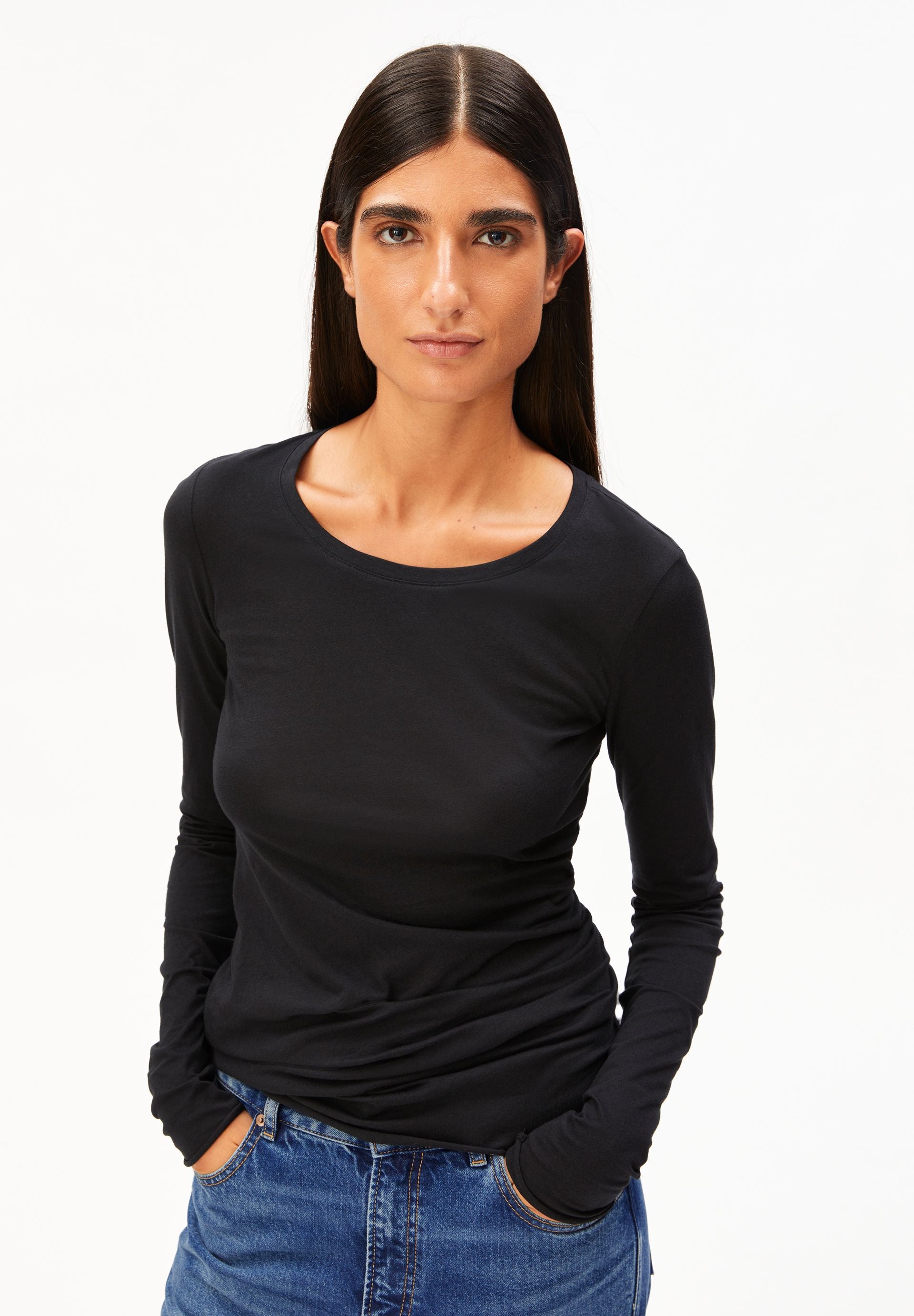 Shirt, V-hals, relaxed, lange mouw, donker violet | Ulla Popken Shirt, V-hals, relaxed, lange mouw, donker violet | Ulla Popken