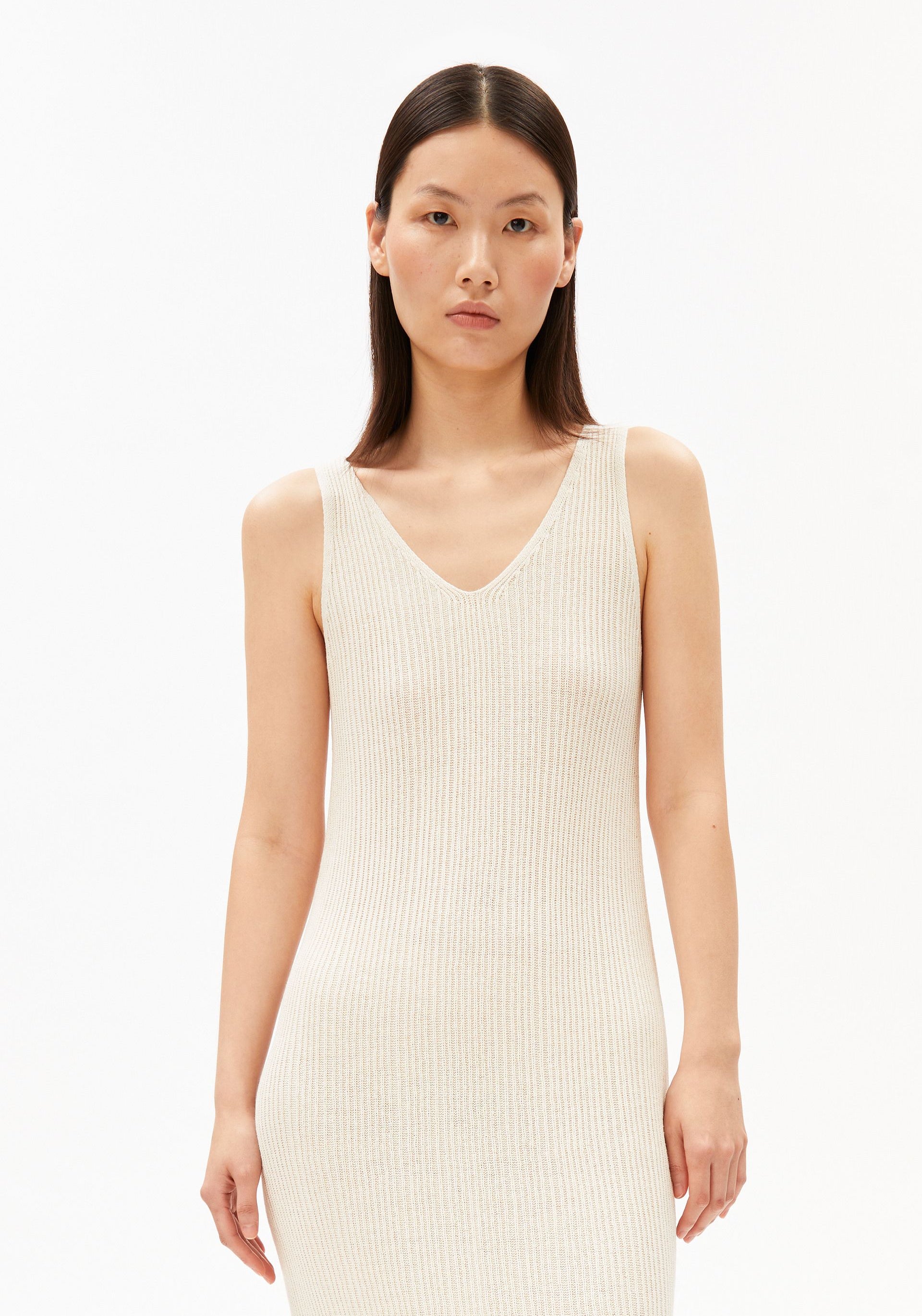 LINEN BLEND KNIT DRESS for women in beige
