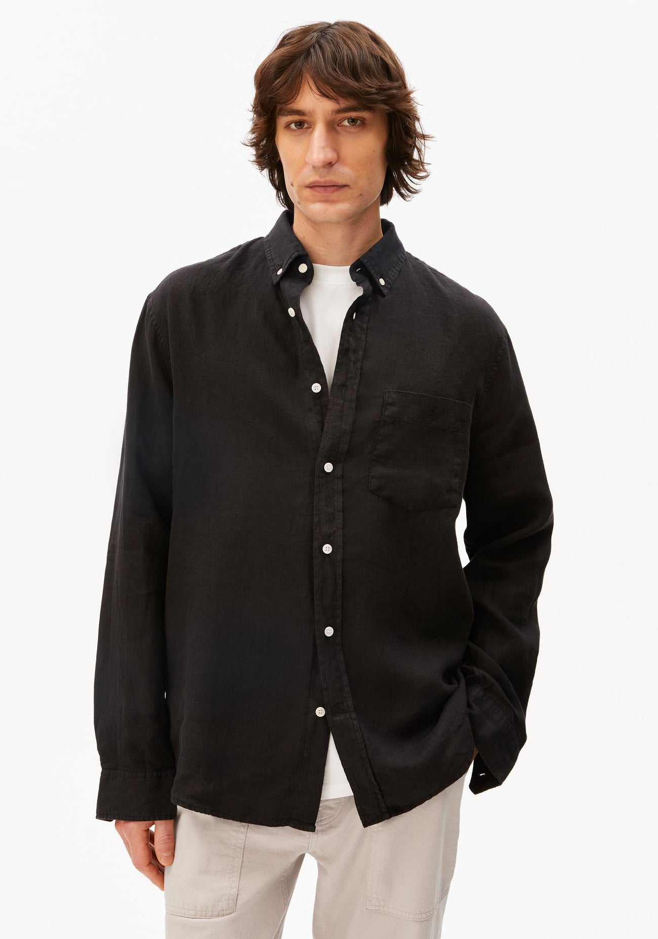 LINEN LONGSLEEVE SHIRT for men in white