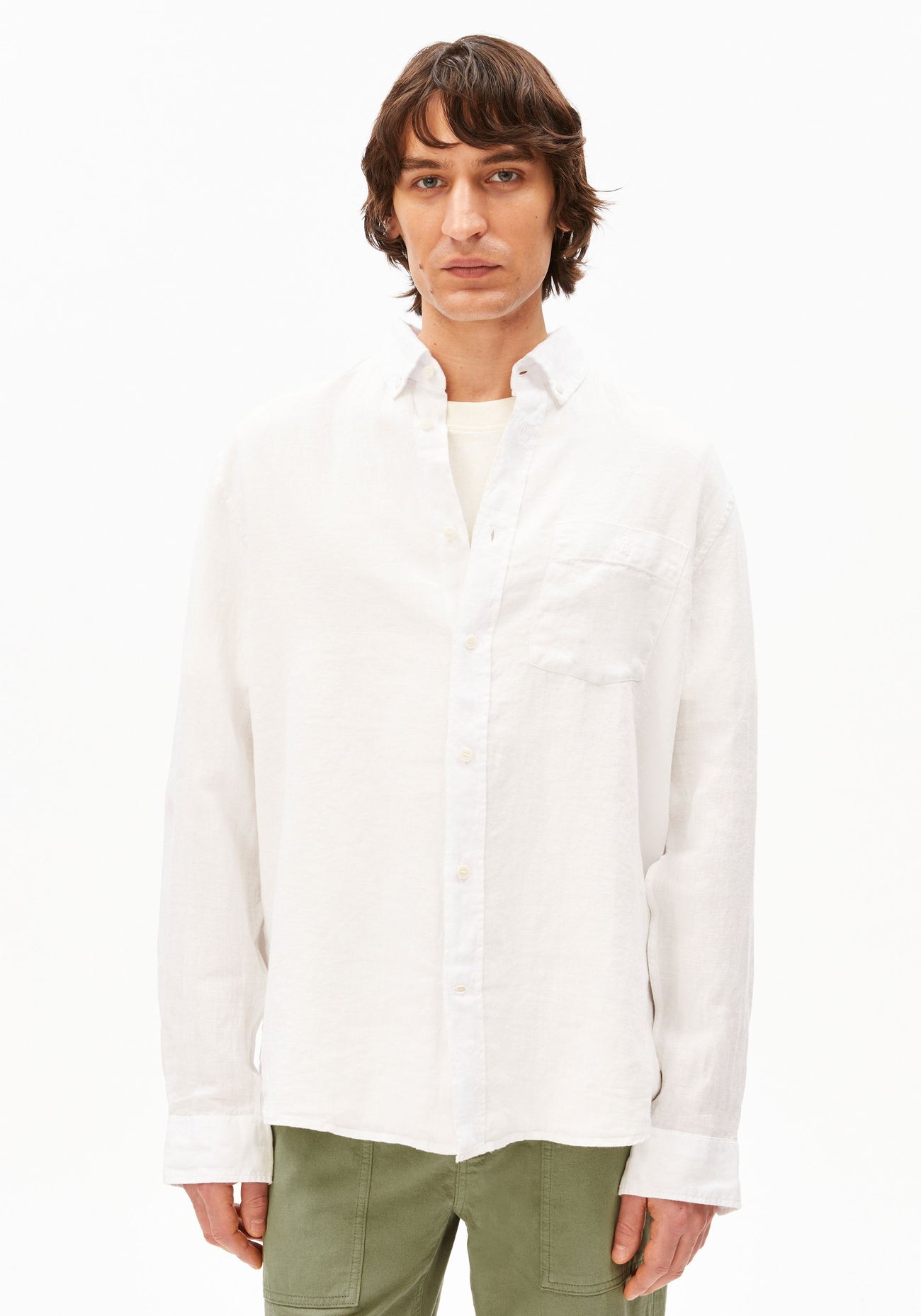 LINEN LONGSLEEVE SHIRT for men in white