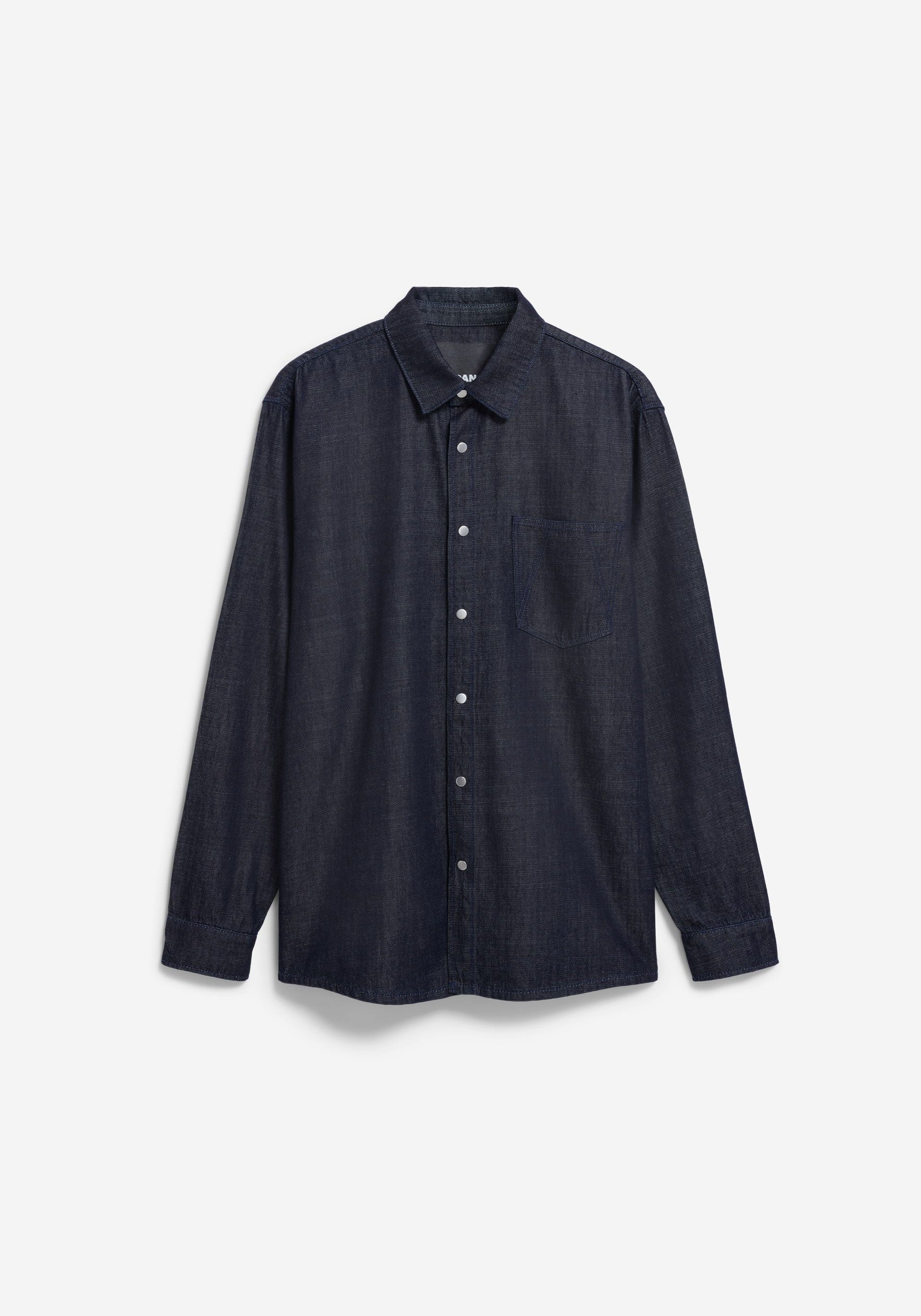 dark denim dress shirt Brooklyn Industries Men's North Denim Shirt in Dark Indigo Denim XXL