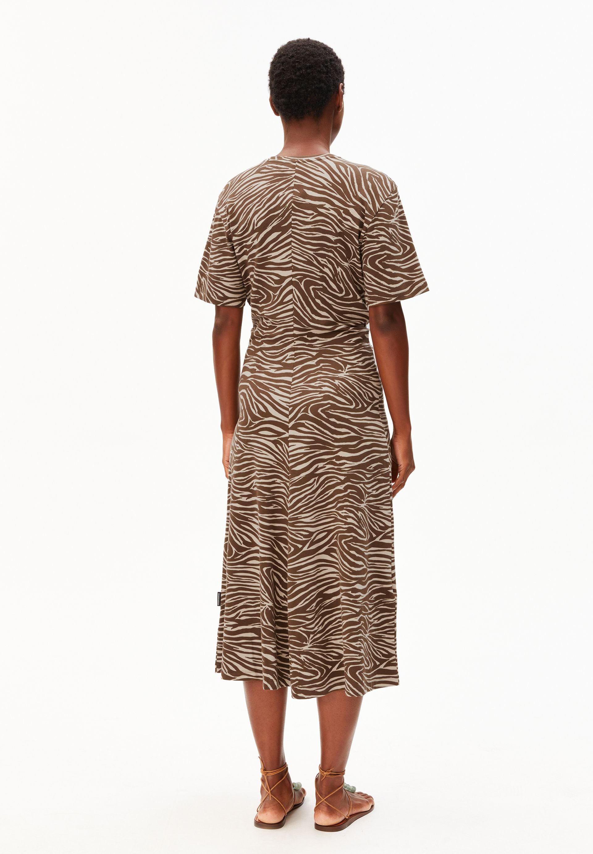 ZEBRA PRINT JERSEY MIDI DRESS for women in beige