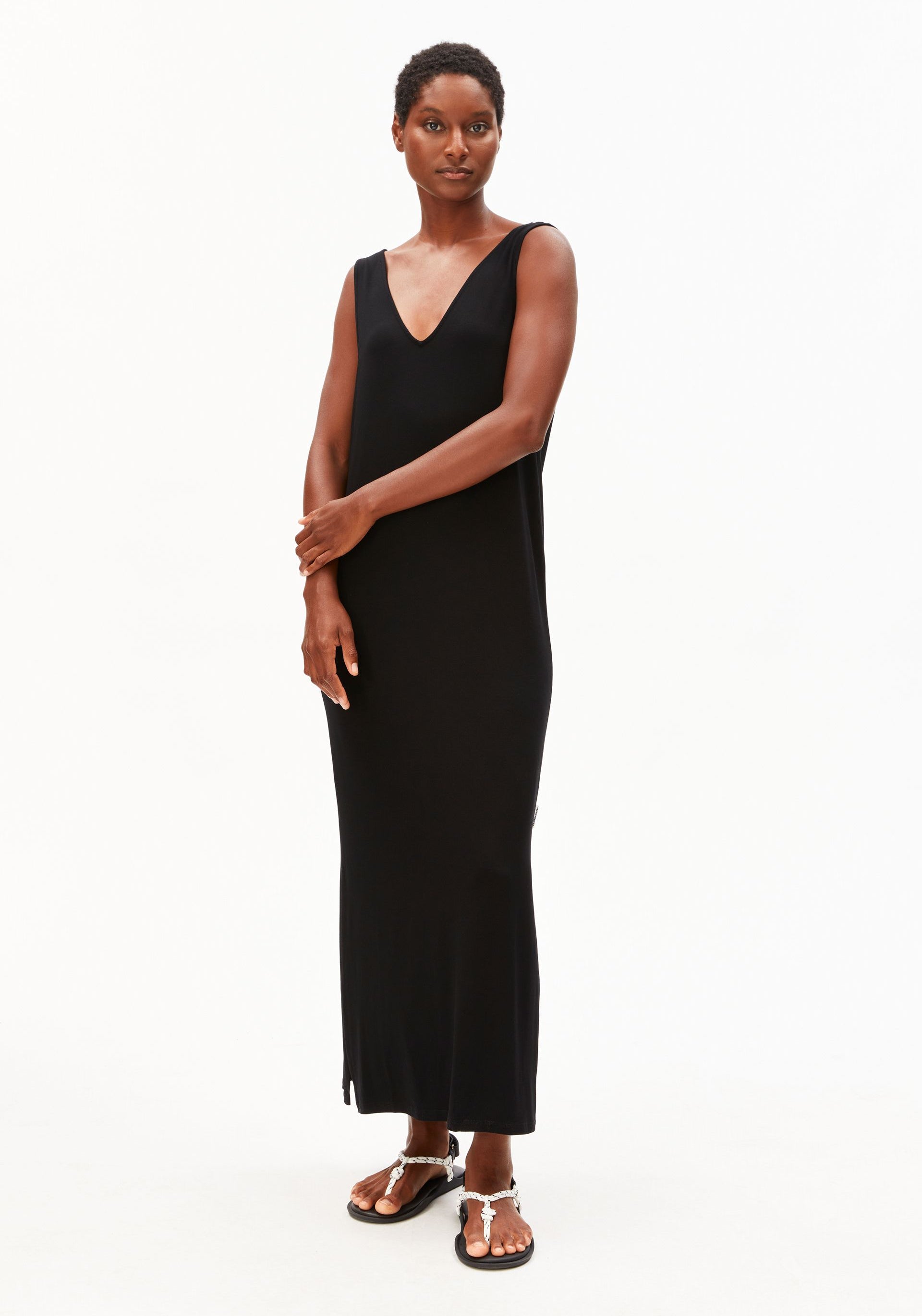 SLEEVELESS JERSEY MIDI DRESS for women in black SLEEVELESS JERSEY MIDI DRESS for women in black