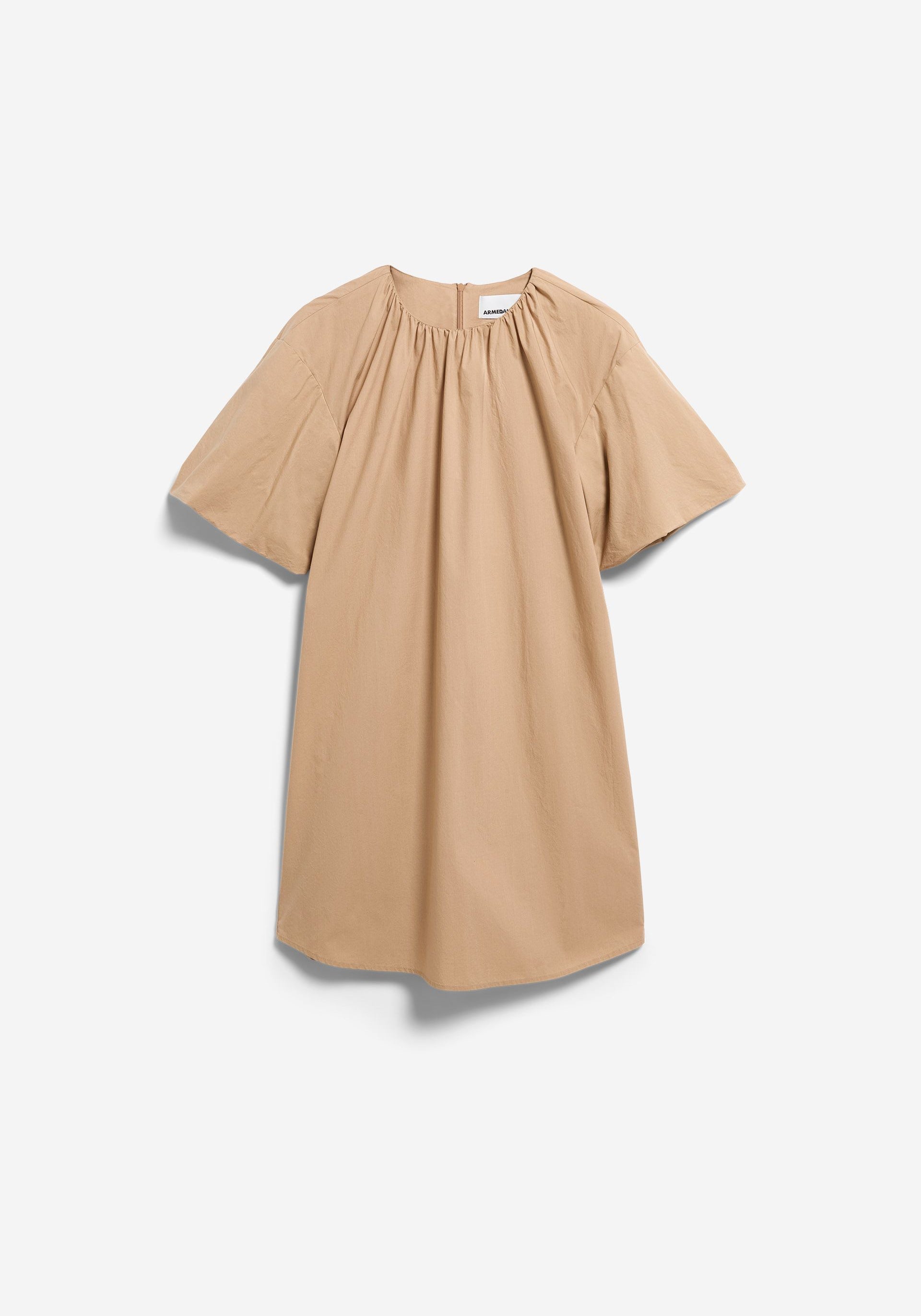POPLIN MINI BALLOON SL DRESS for women in brown POPLIN MINI BALLOON SL DRESS for women in brown