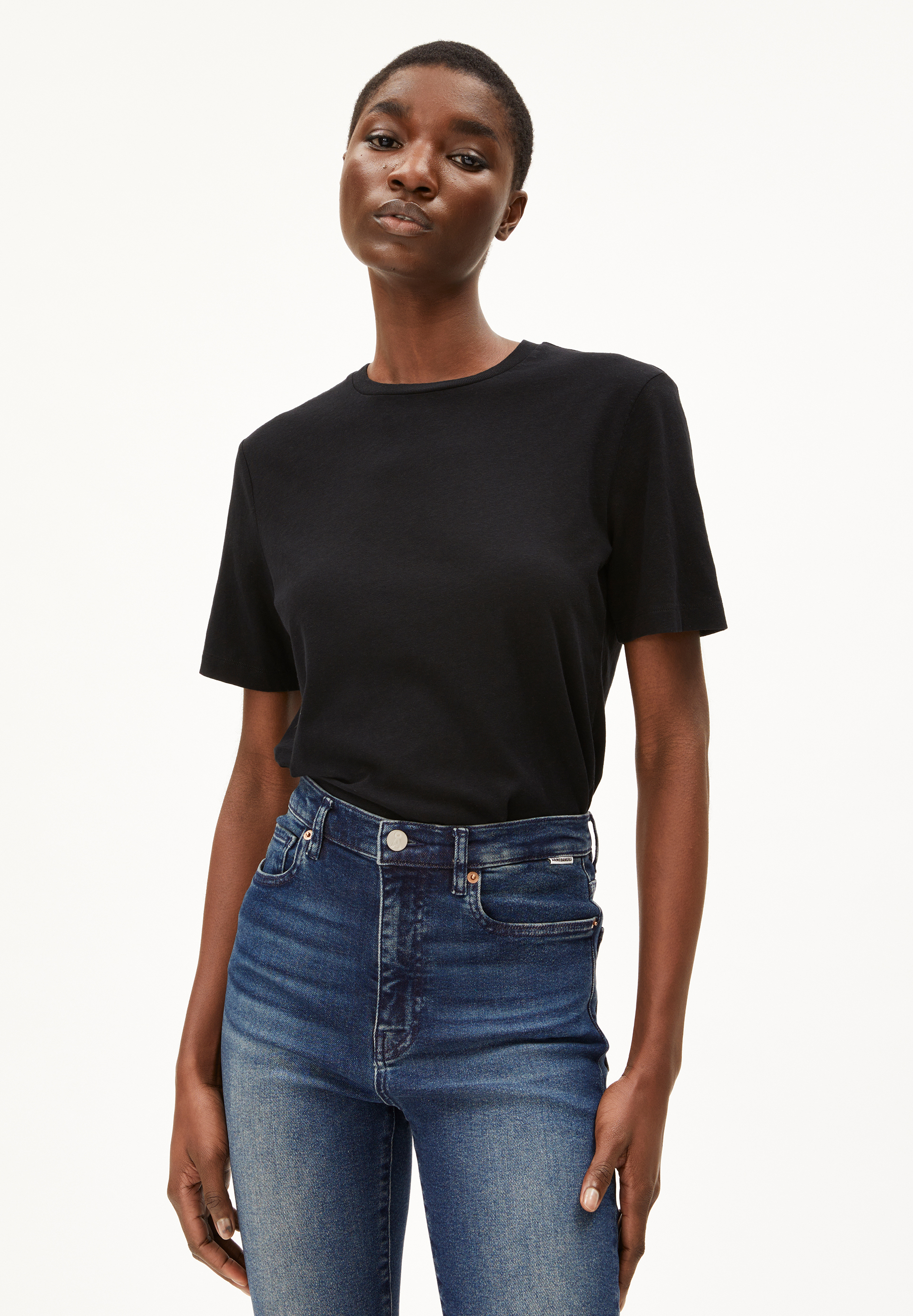 LUALAA LIN T-shirt van linnenmix