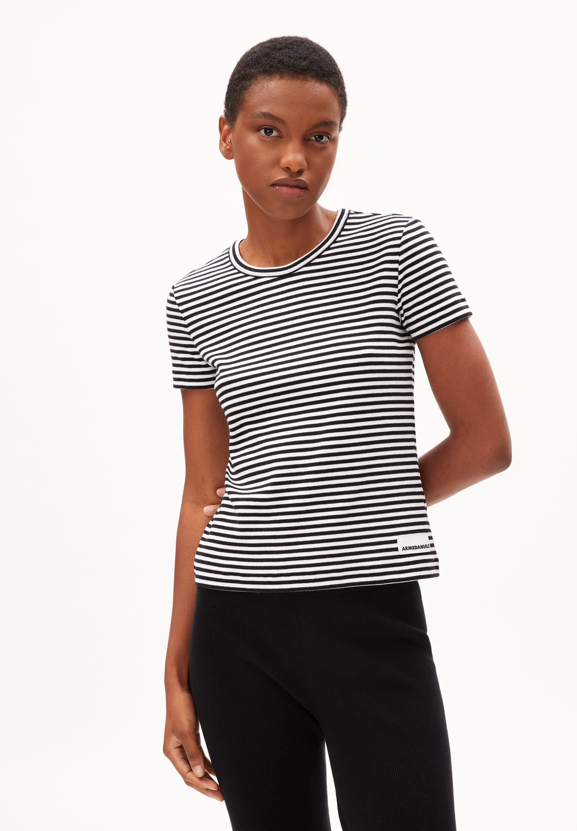 KARDAA STRIPES T-shirt côtelé coupe standard en coton bio mélangé