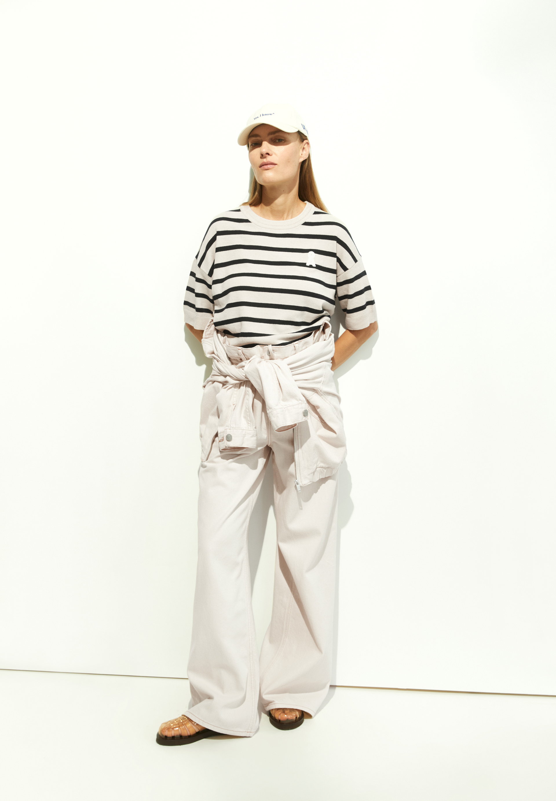 LIZAA LINO STRIPES Gebreid shirt van linnenmix