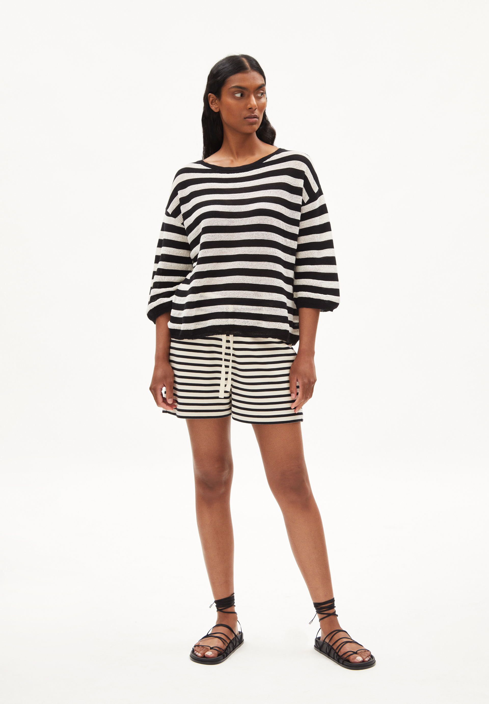 RATHAA STRIPES Pullover Relaxed Fit aus Leinen-Mix