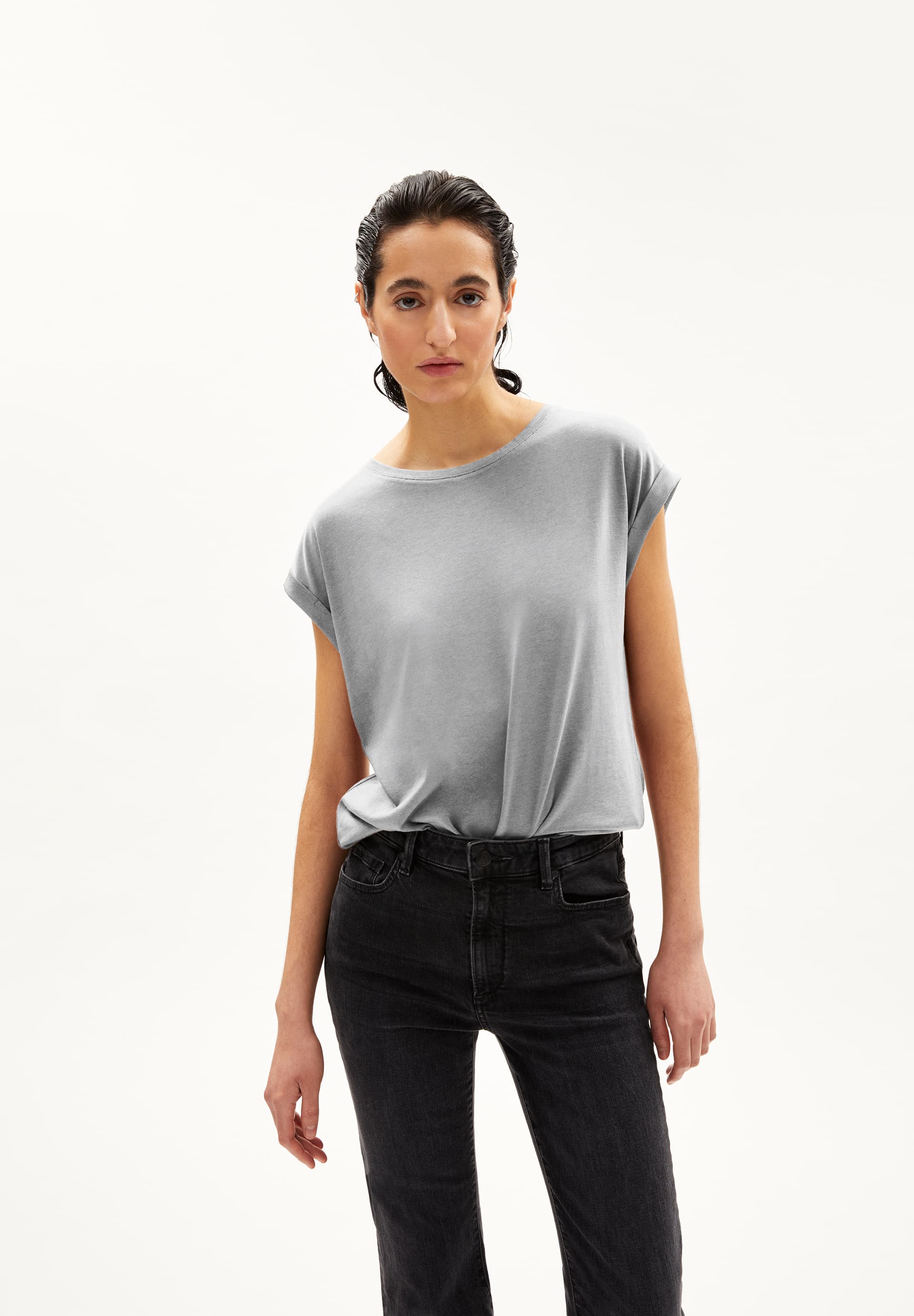 JILAANA T-shirt coupe standard en TENCEL™ Lyocell mélangé