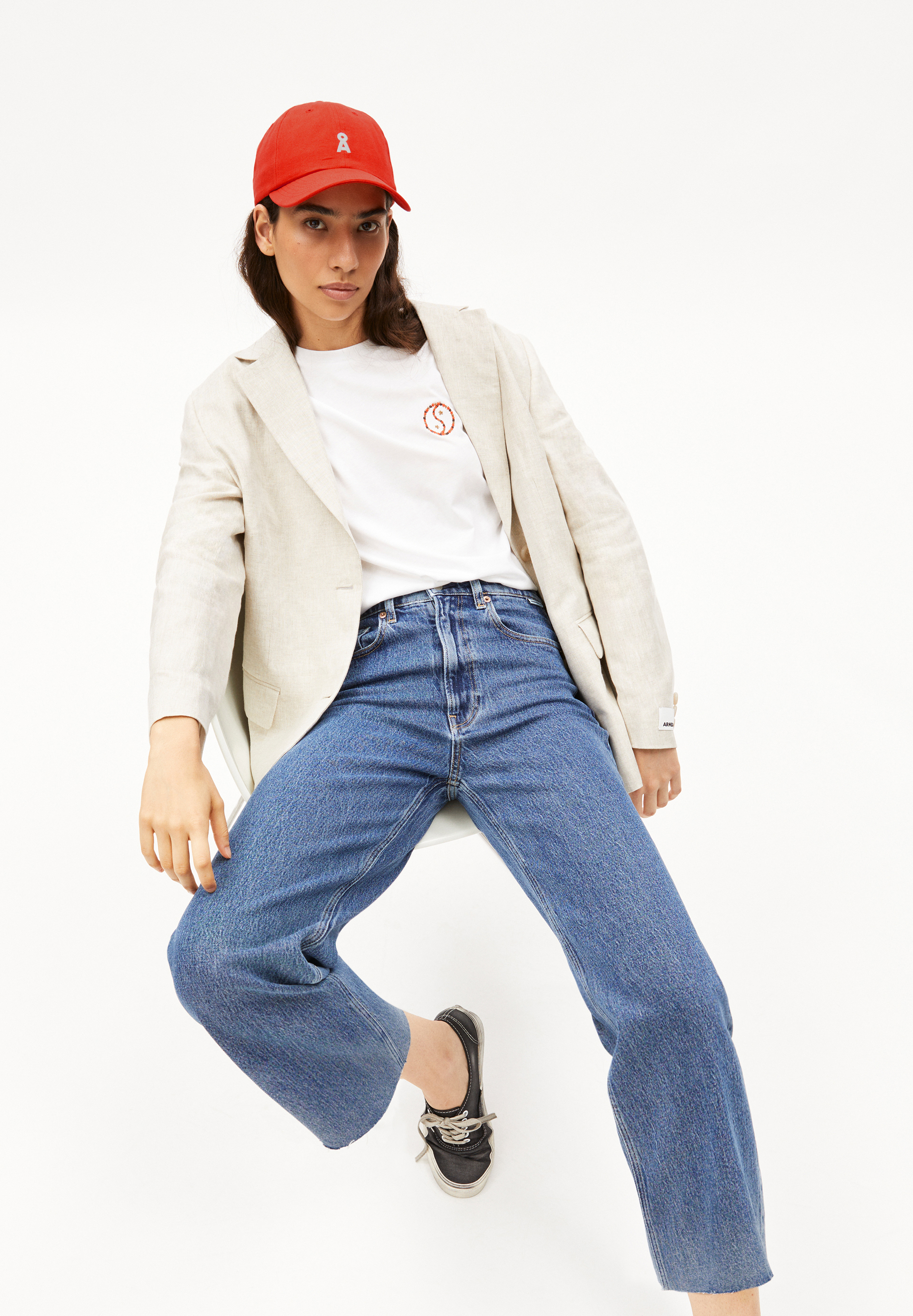 MURLIAA CROPPED Jean large en coton bio mélangé stretch confort