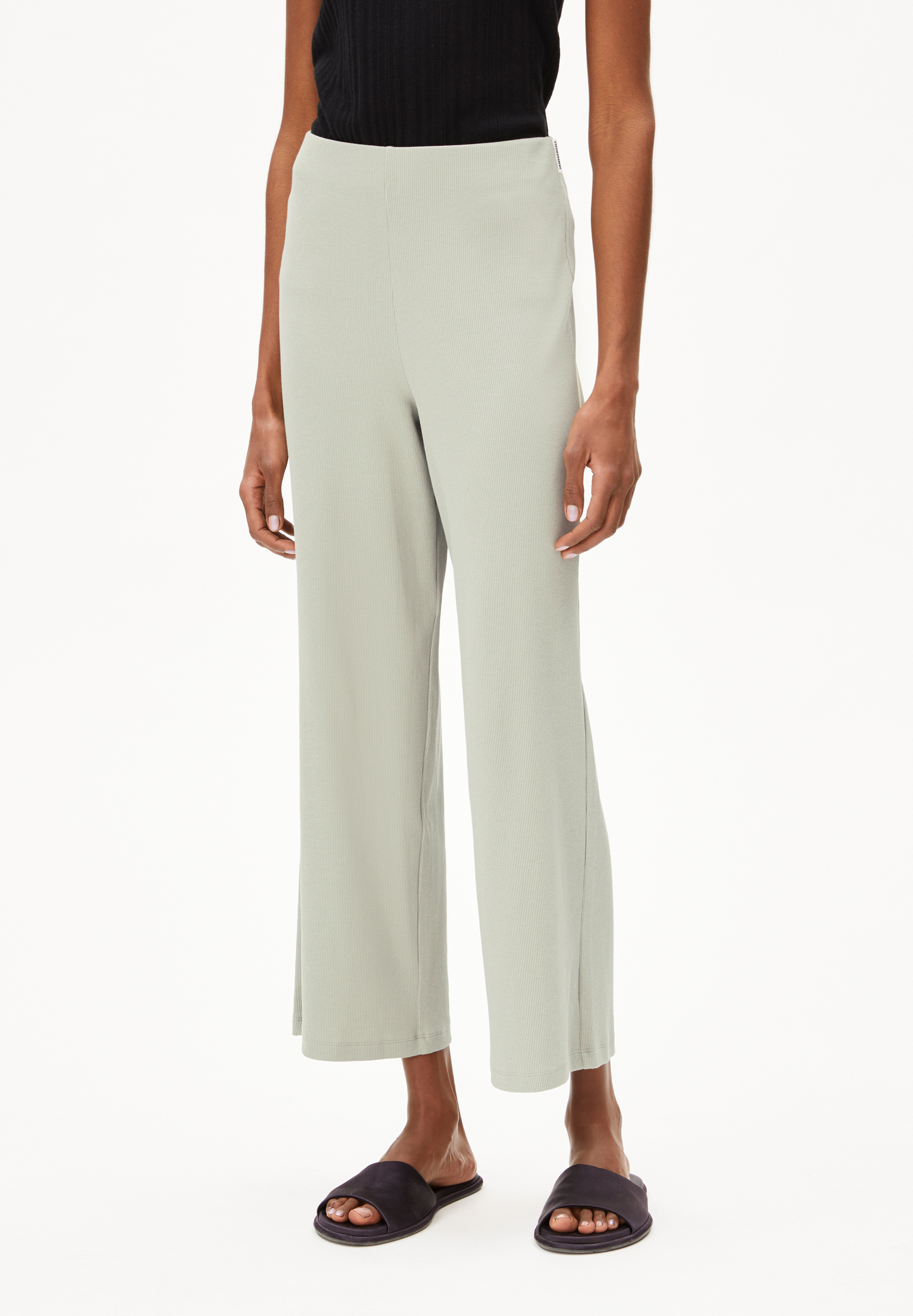 NIANAA Ribjersey broek van biologische katoenmix
