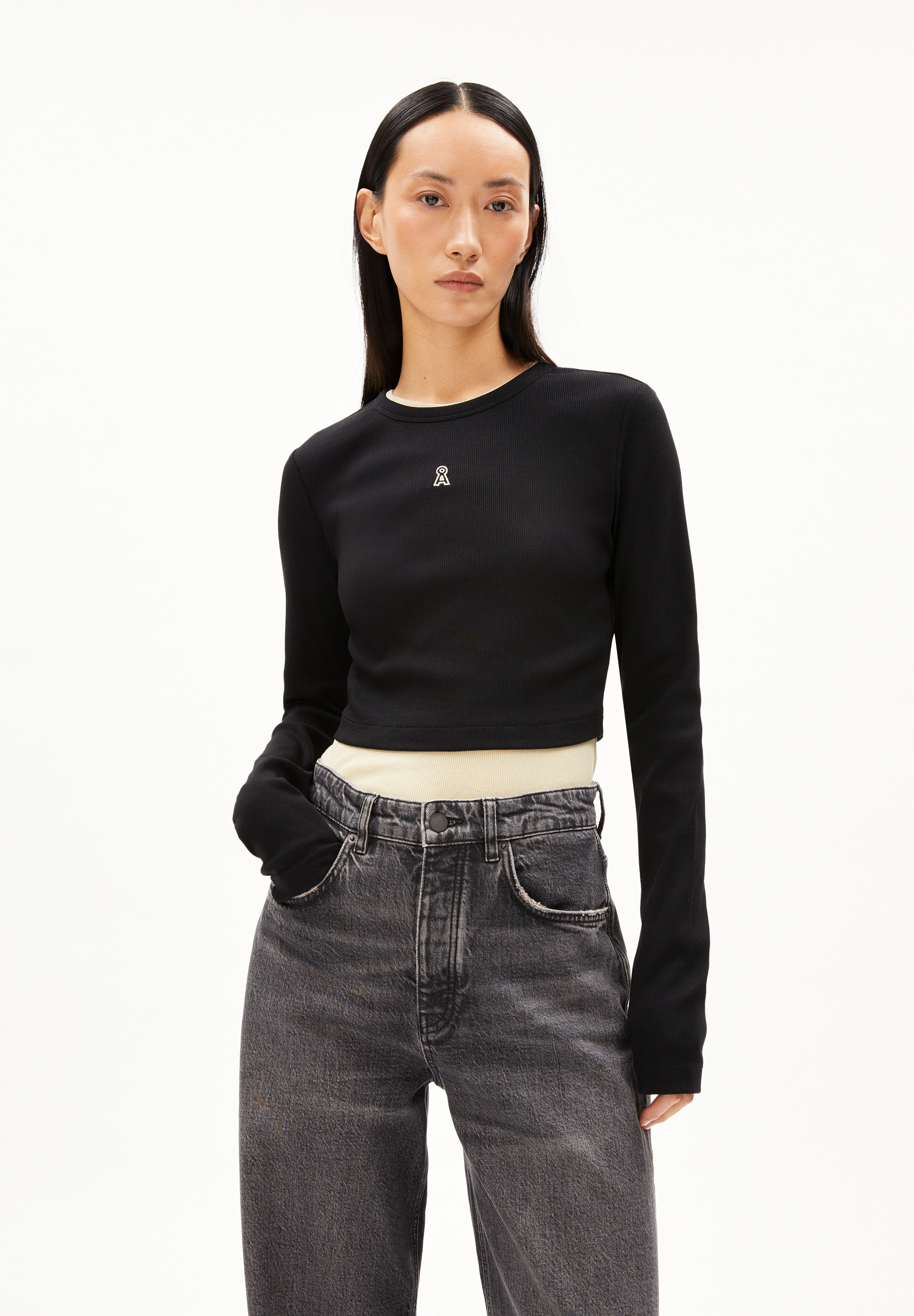 JAALITAA LOGO Rib-Longsleeve Slim Fit made of Organic Cotton Mix