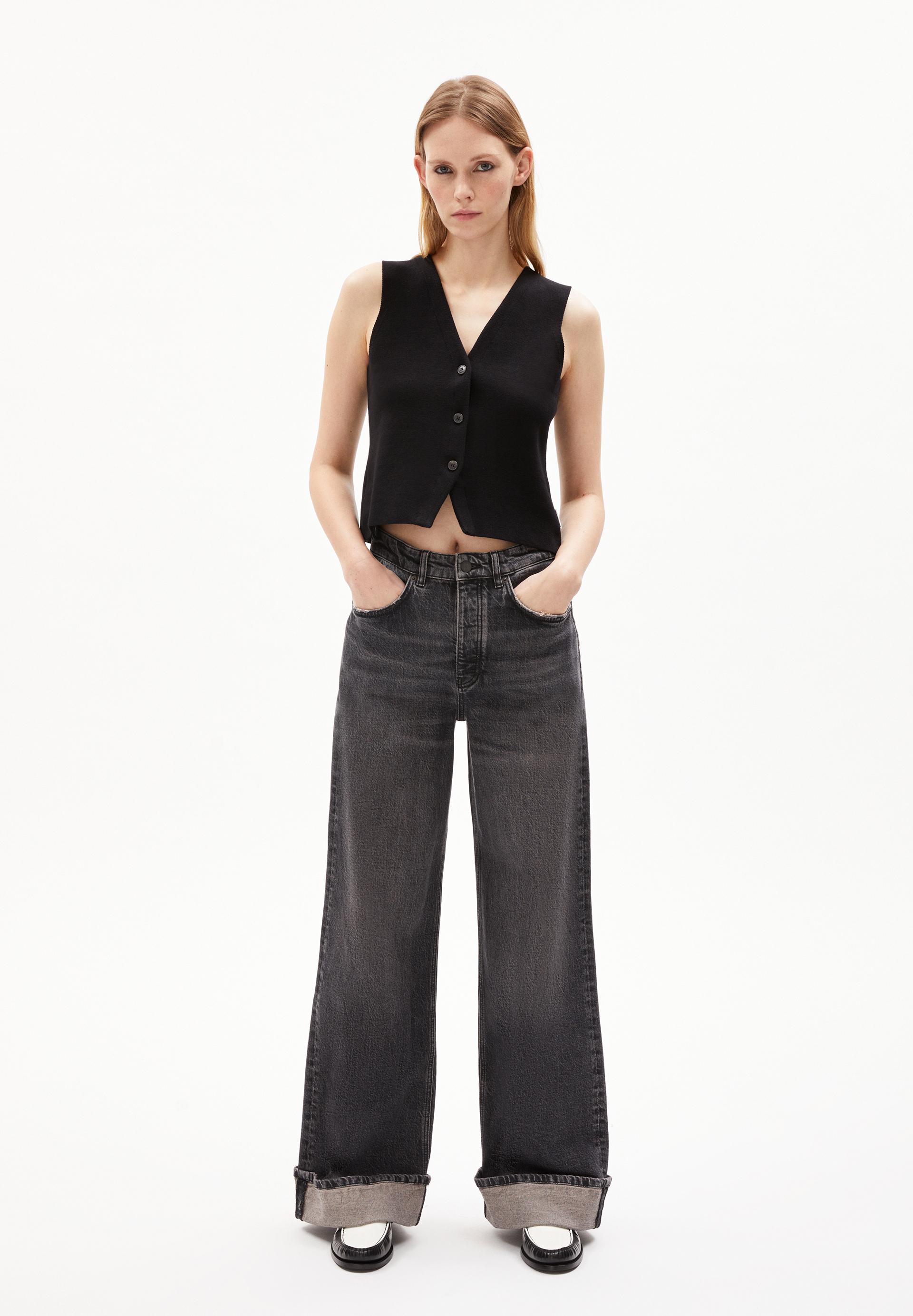 BLINAA Jeans Wide Leg High Waist Bio-Baumwoll Mix Comfort-Stretch