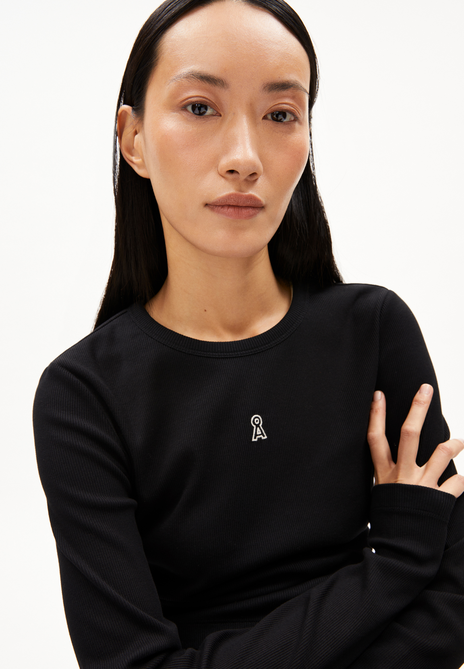 JAALITAA LOGO Rib-Longsleeve Slim Fit made of Organic Cotton Mix