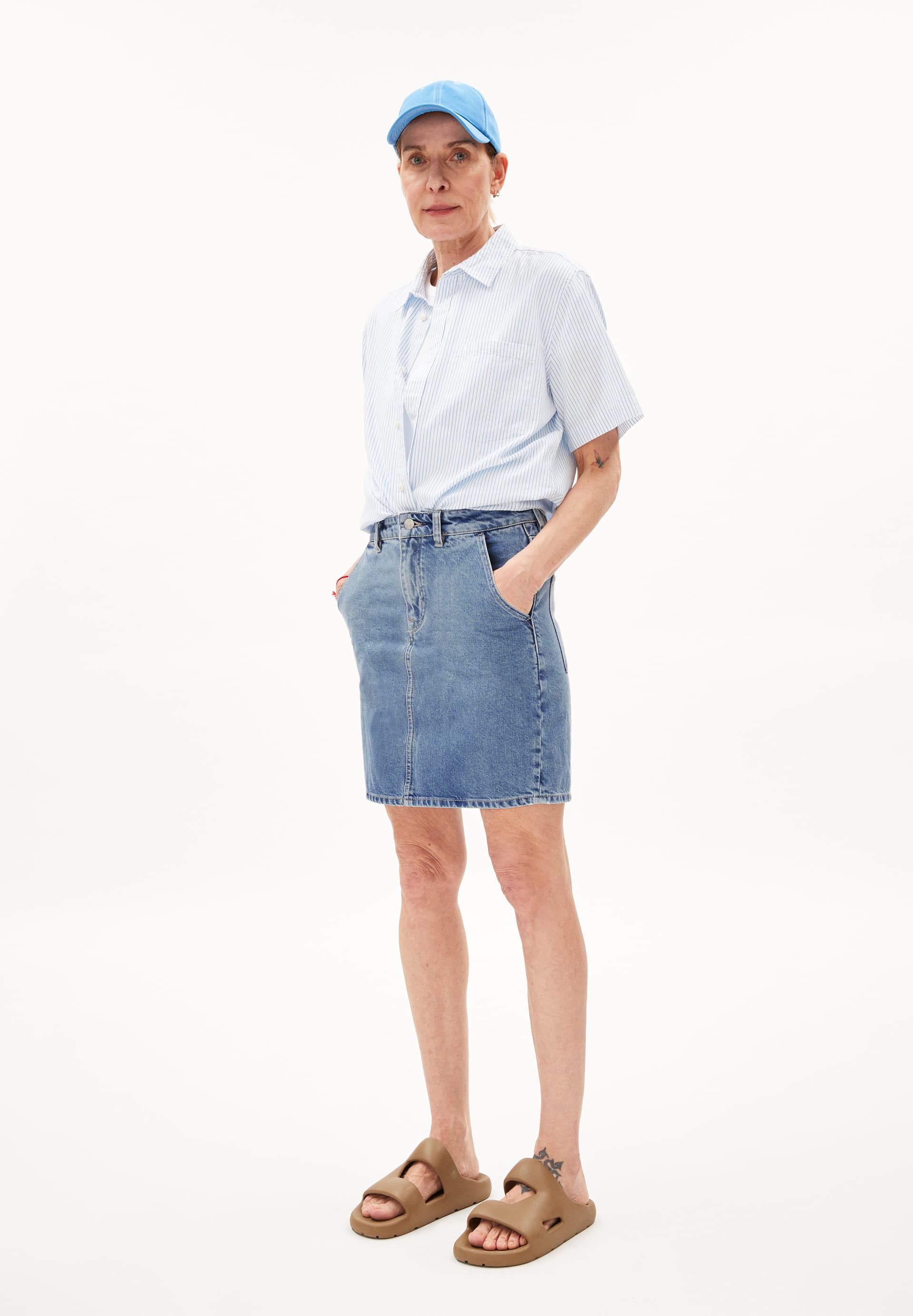 AAVA Denim Skirt Slim Fit made of Organic Cotton Mix