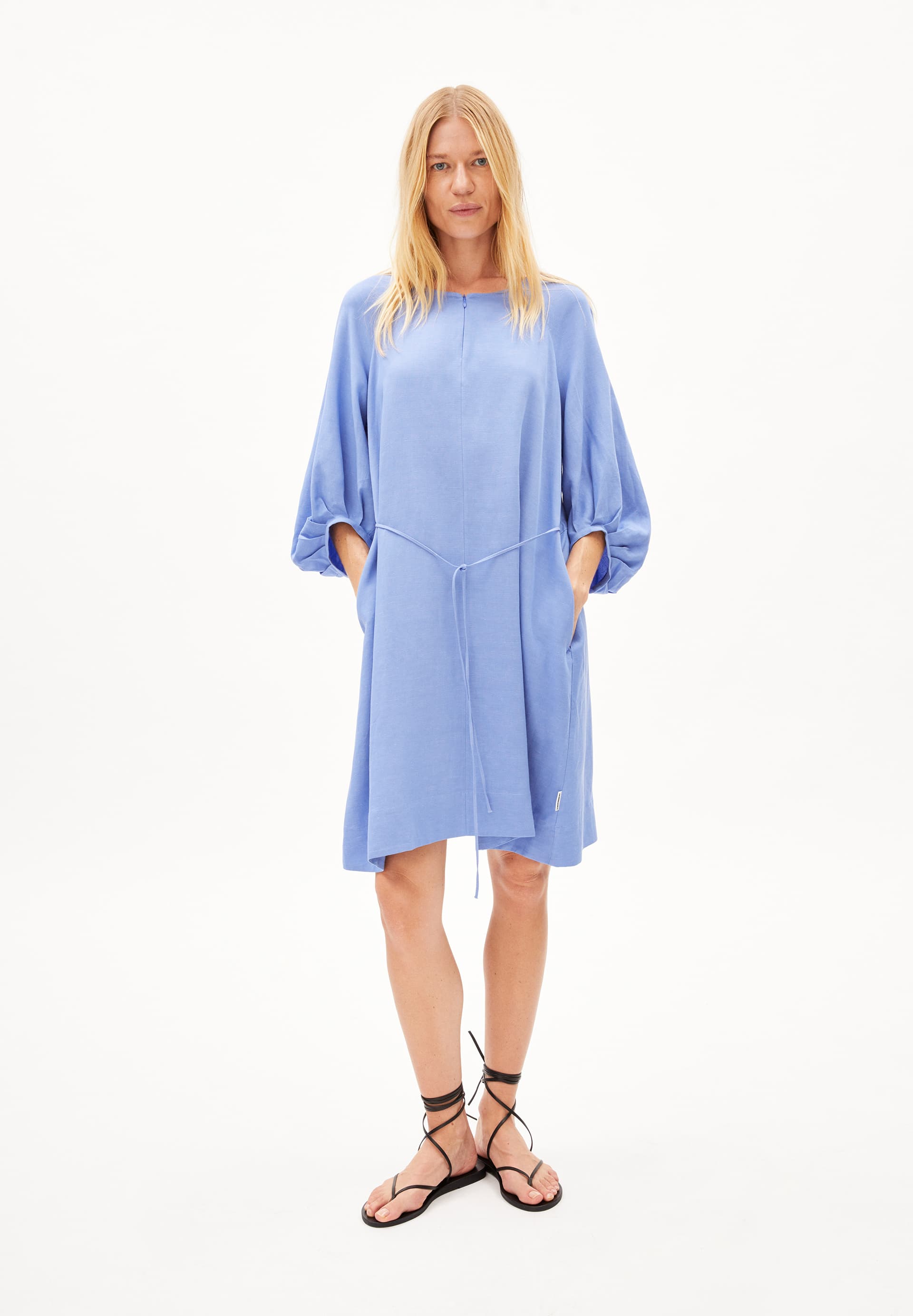 ATESSAA LINO Woven Dress Loose Fit made of Linen-Mix