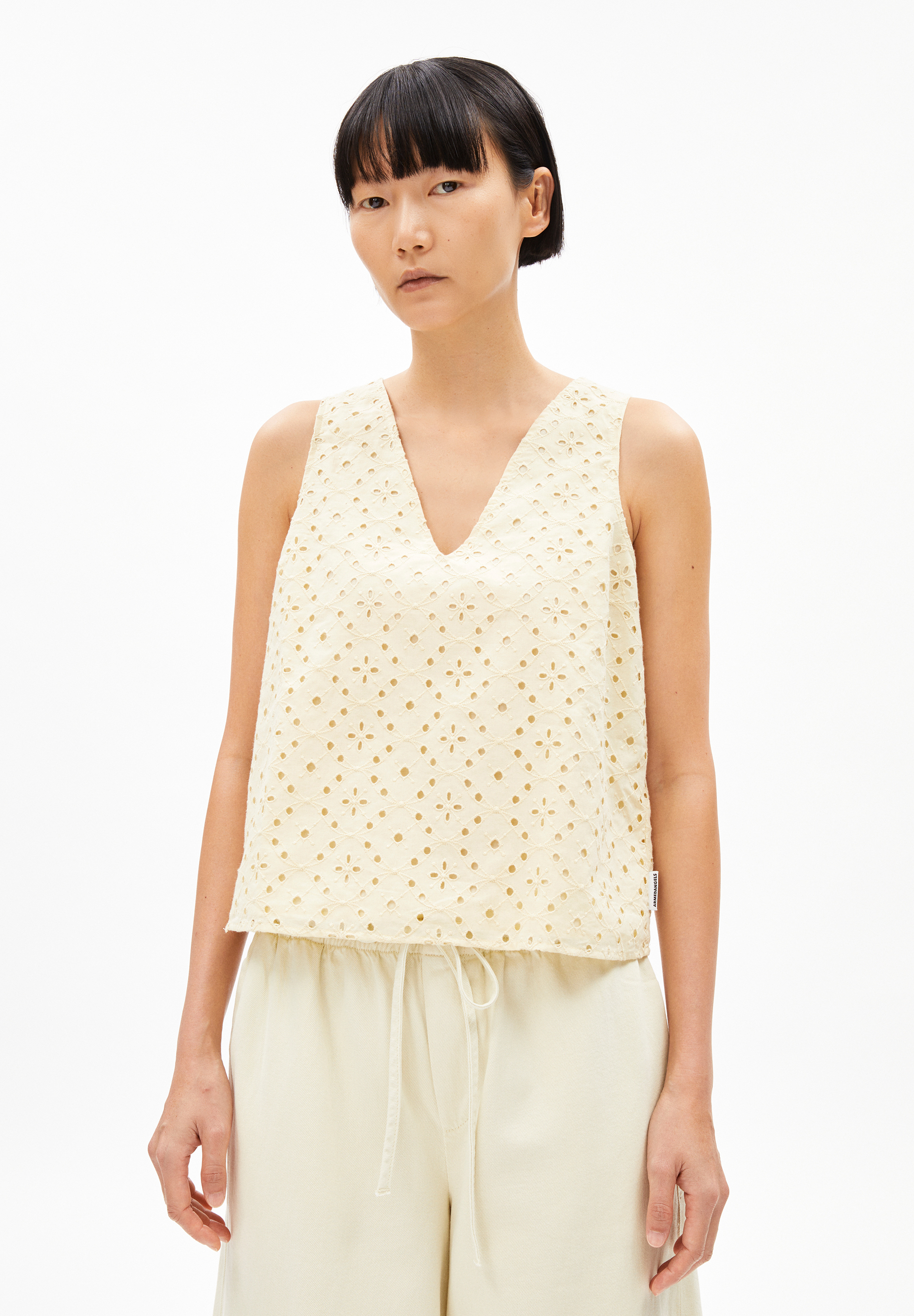 YALINAA BROIDERY Top en mélange de coton bio