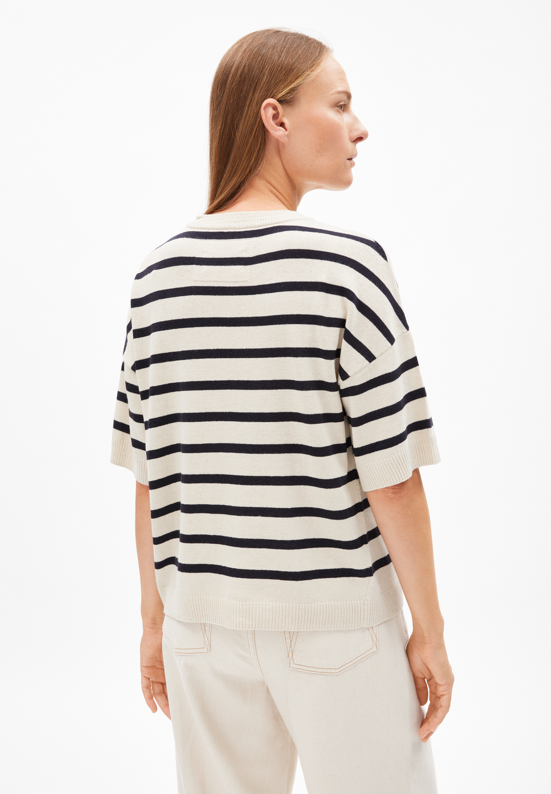LIZAA LINO STRIPES Gebreid shirt van linnenmix
