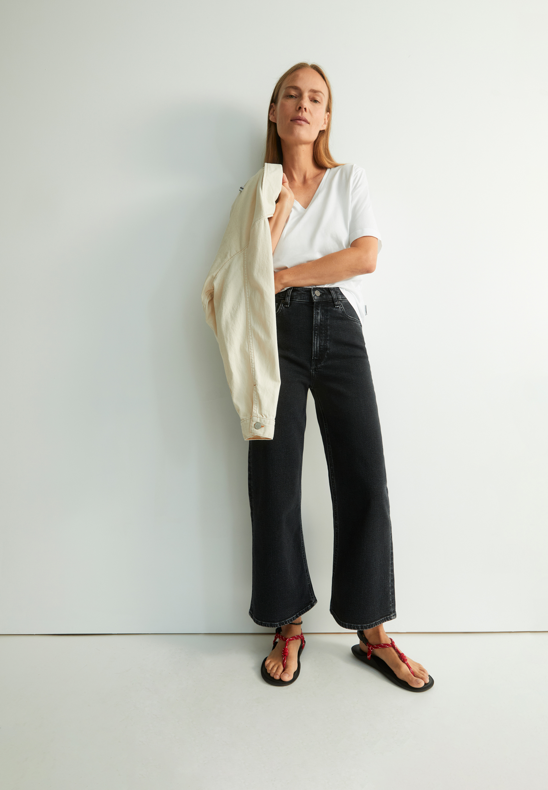 MURLIAA CROPPED Wide Jeans recycled cotton mix comfort-Stretch