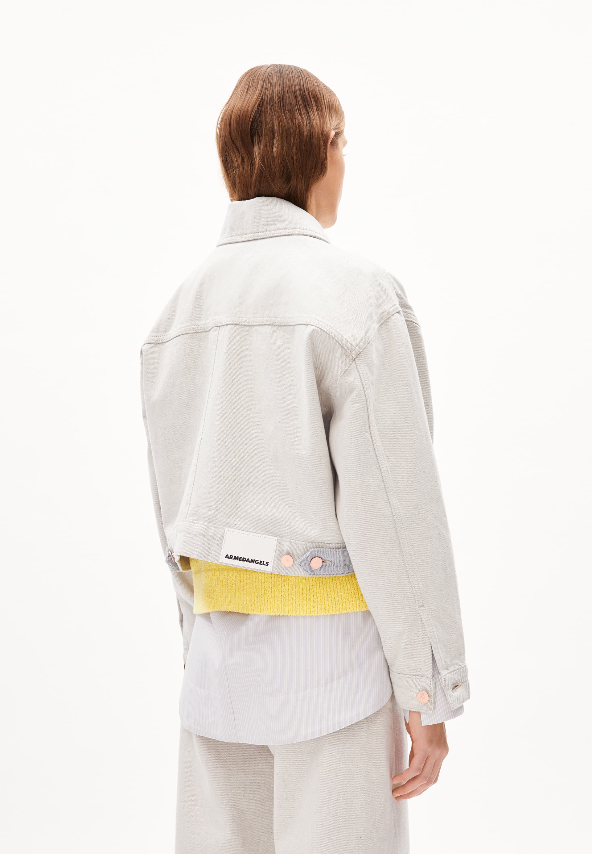FILEAA Veste en jean coupe décontractée en coton bio mélangé