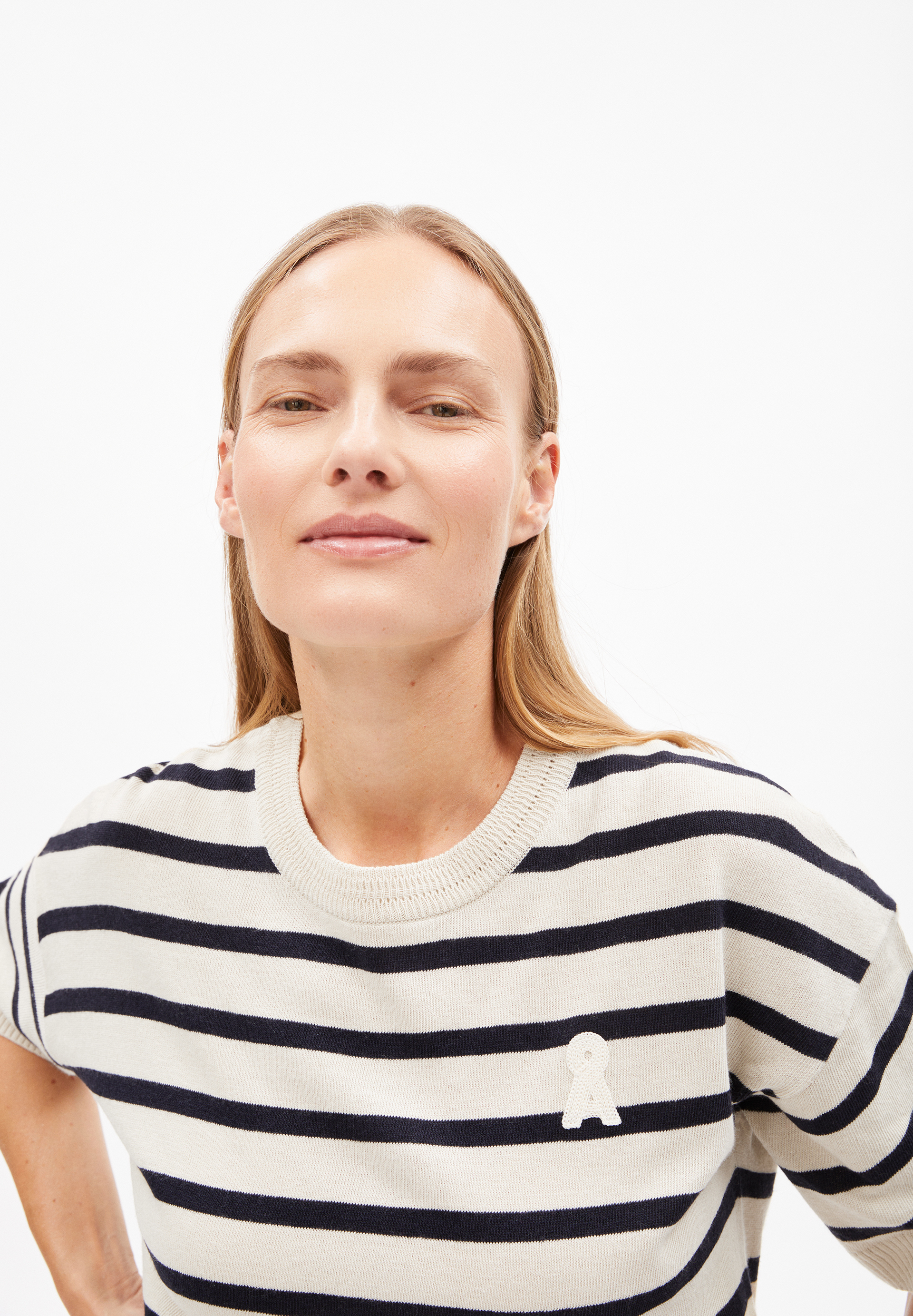 LIZAA LINO STRIPES Gebreid shirt van linnenmix