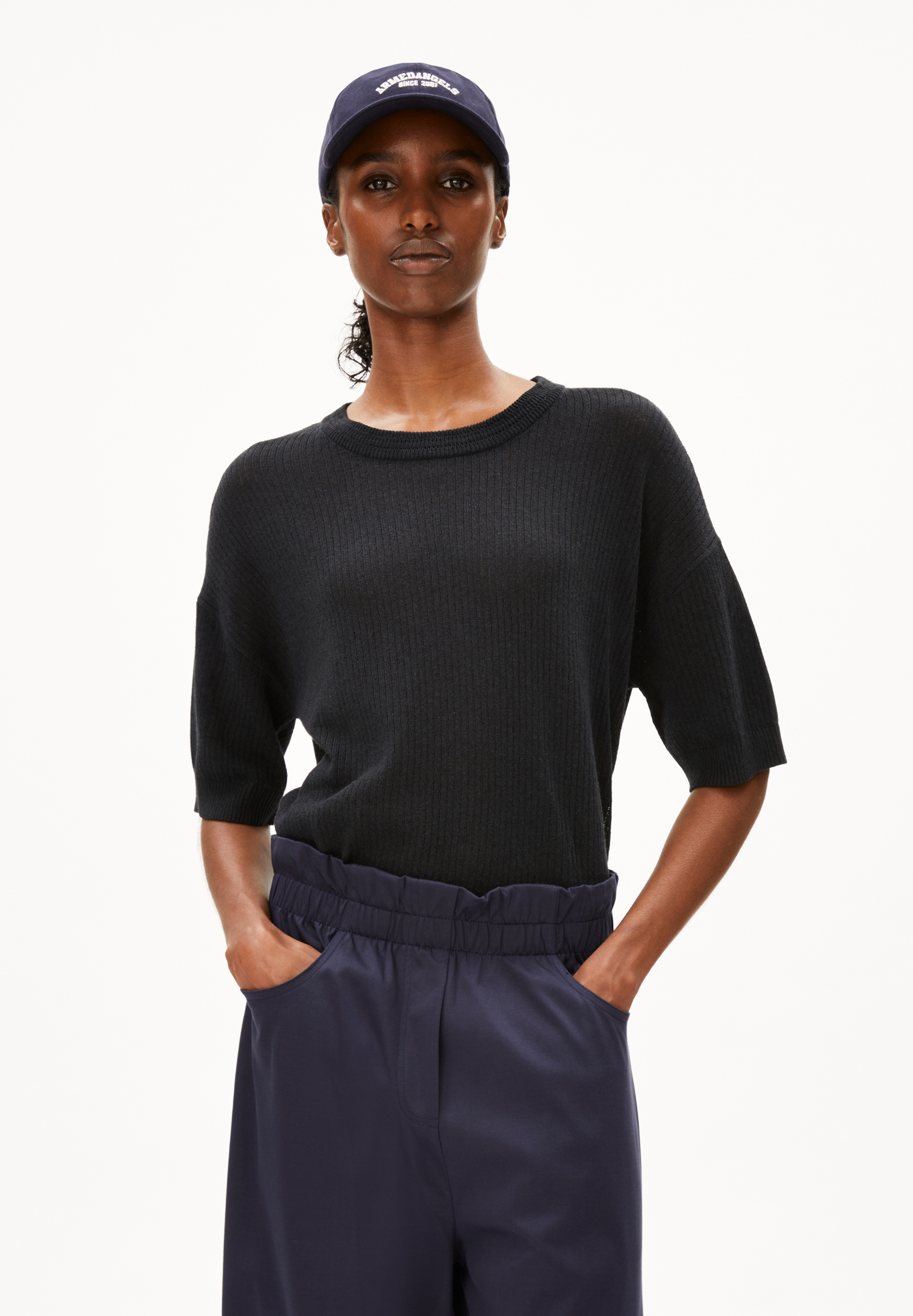 LIZAA LINO Gebreid shirt van linnenmix