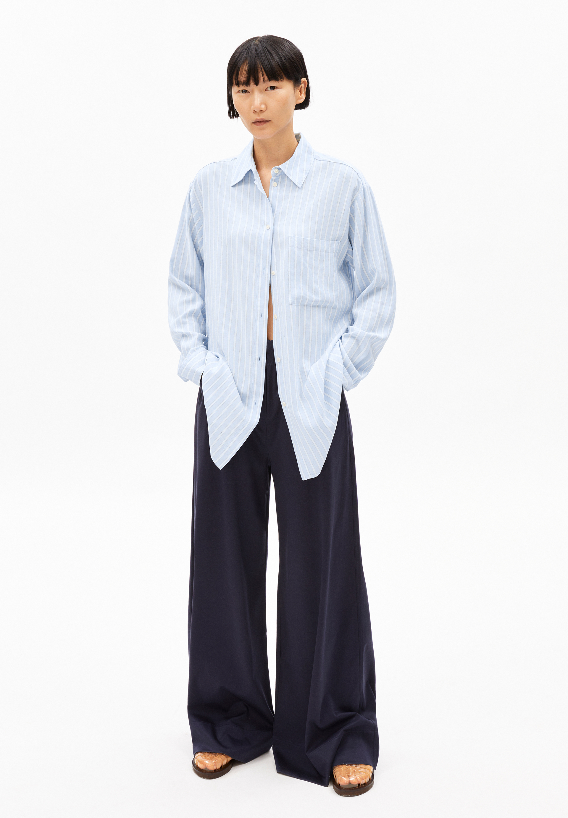 MAALGAA LINO STRIPED Blouse en lin mélangé
