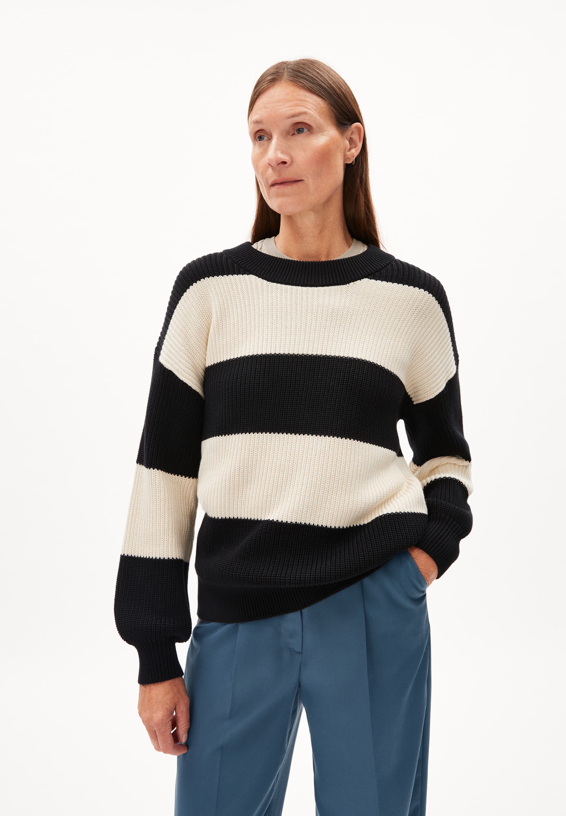 HAAYLE BLOCKSTRIPES Sweater Loose Fit made of Organic Cotton