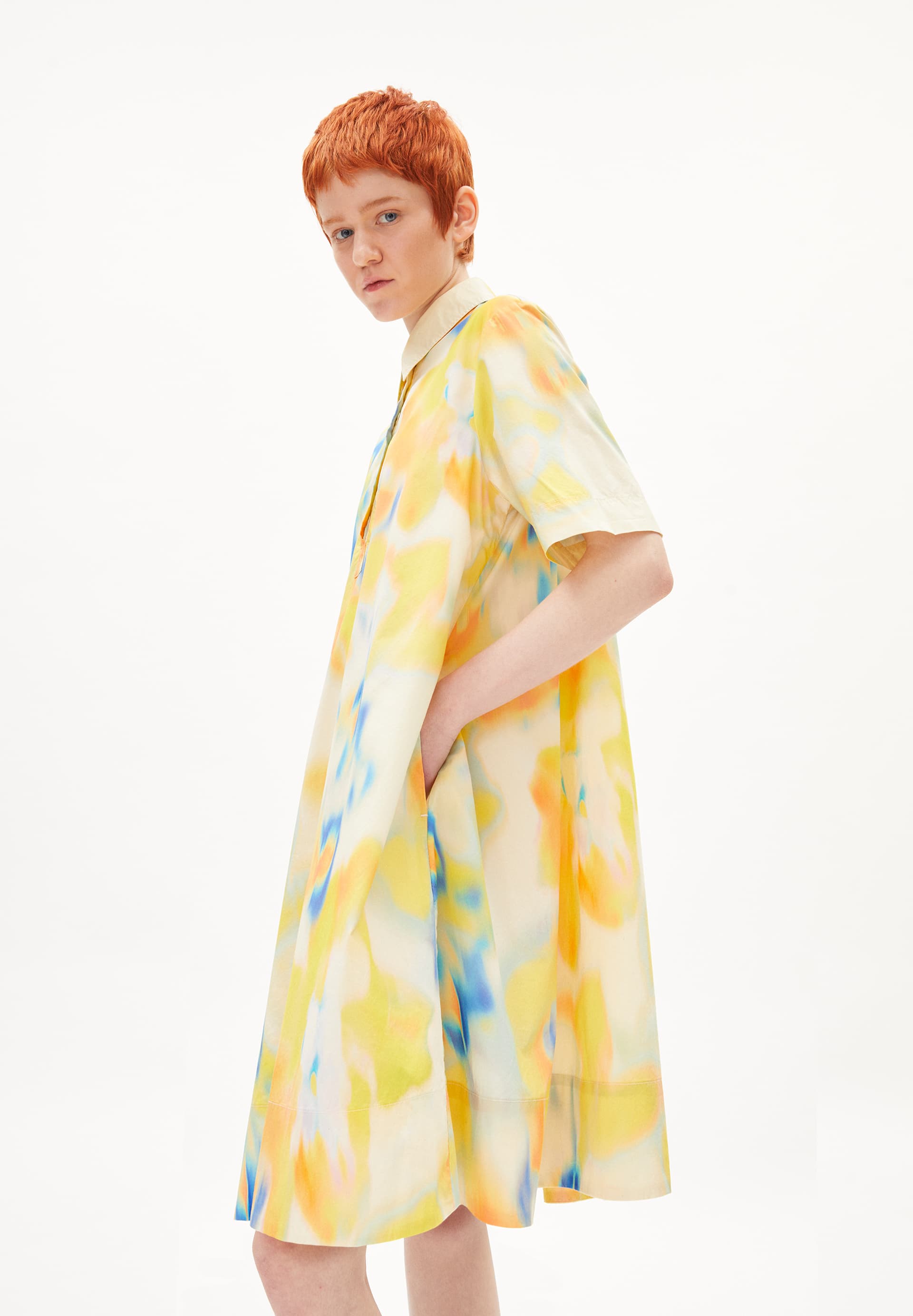 TALIZAA THERMAL CAM Relaxed model geweven jurk van biologisch katoen