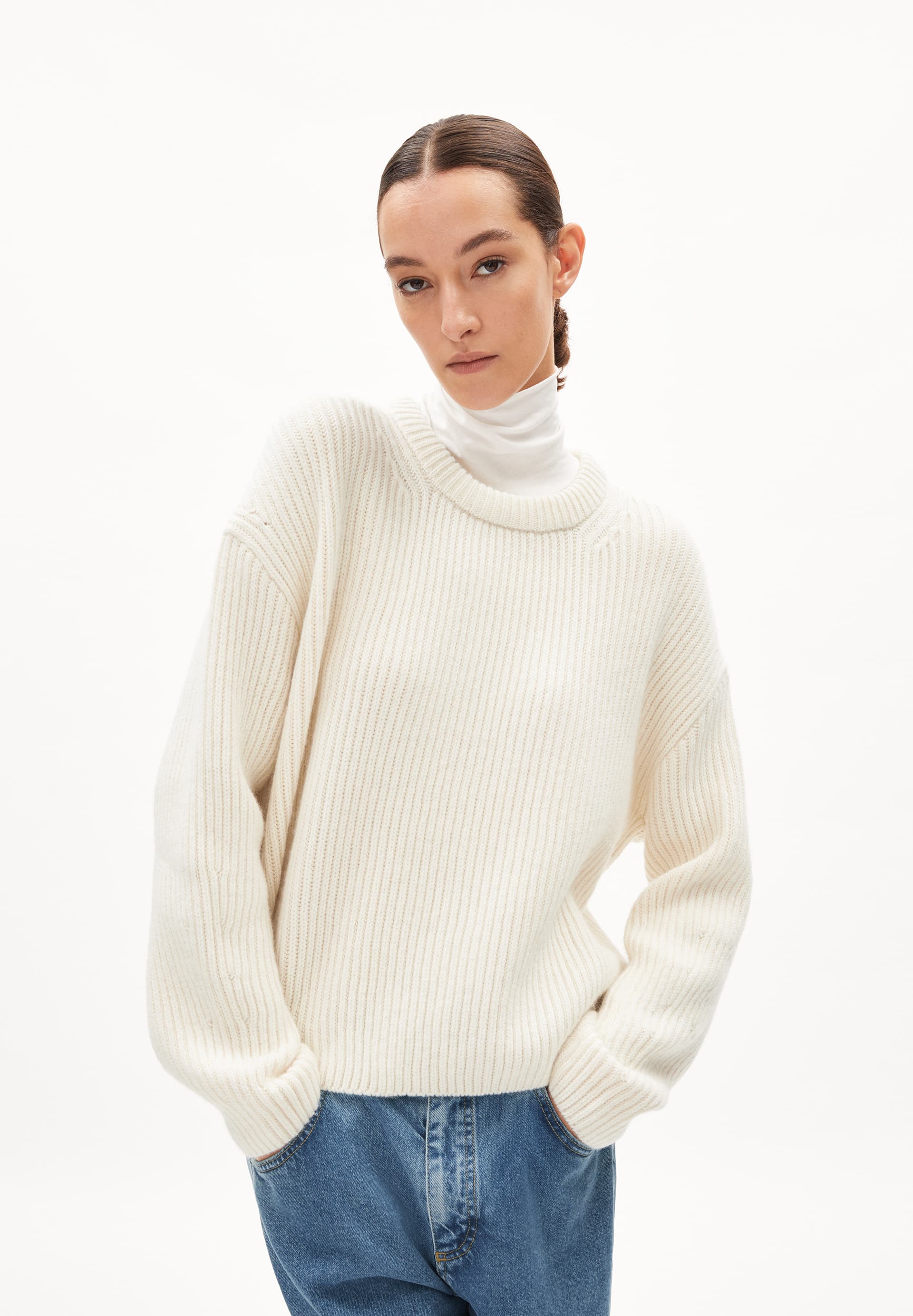 NAARUKO Knit Sweater Oversized Fit made of Organic Cotton Mix