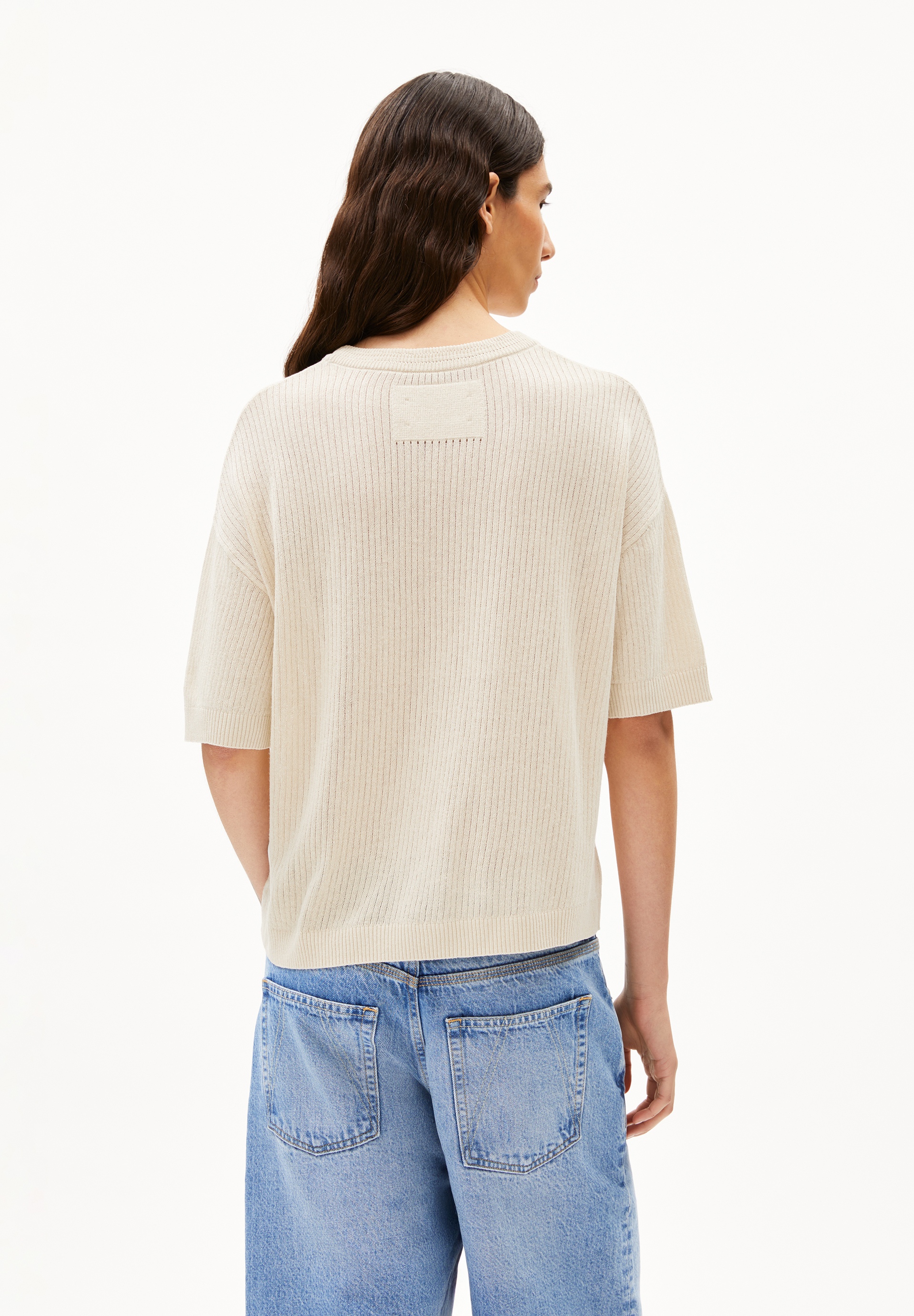 LIZAA LINO Gebreid shirt van linnenmix