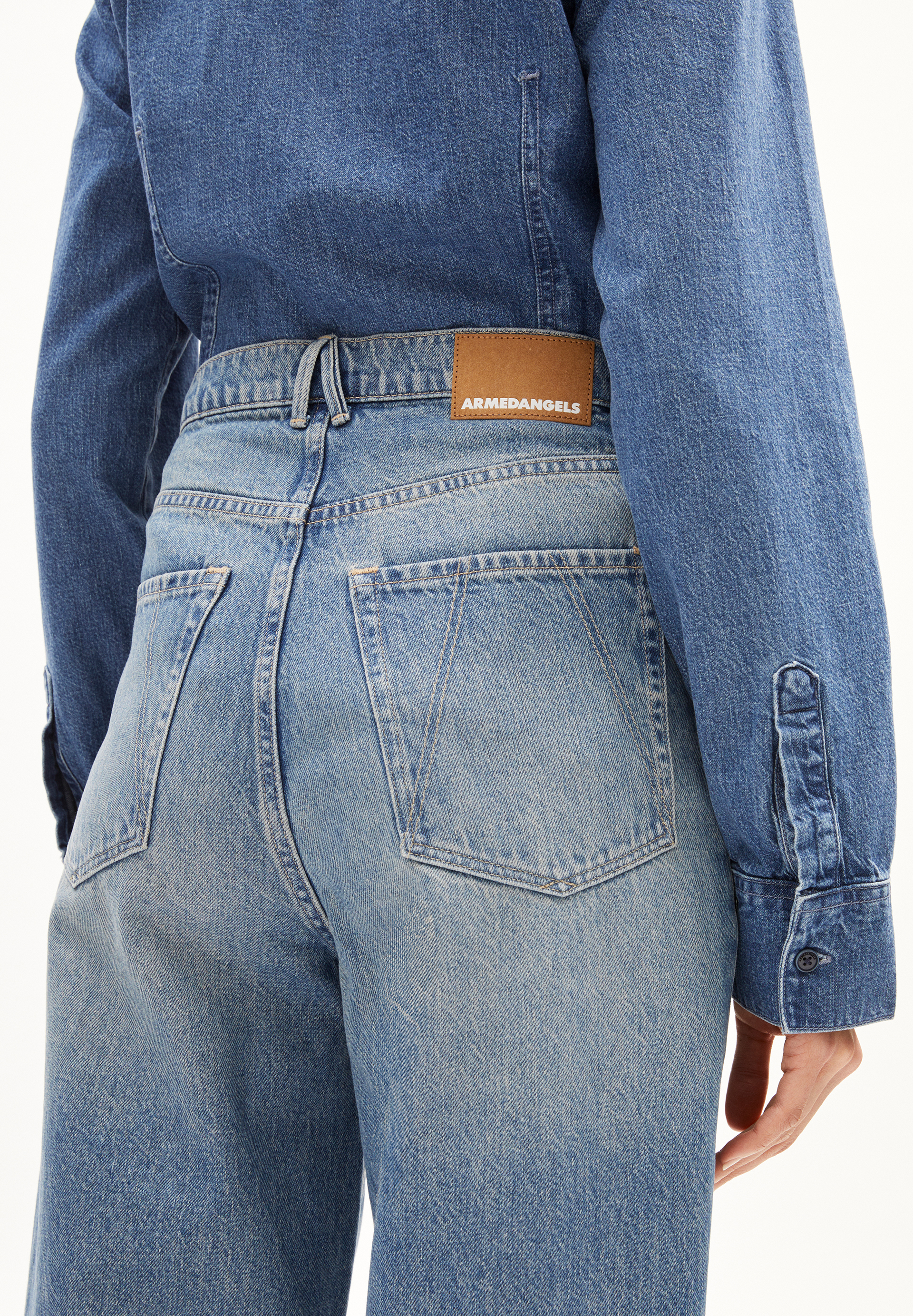 ENIJAA Jeans Wide Leg High Waist Bio-Baumwoll Mix Non-Stretch