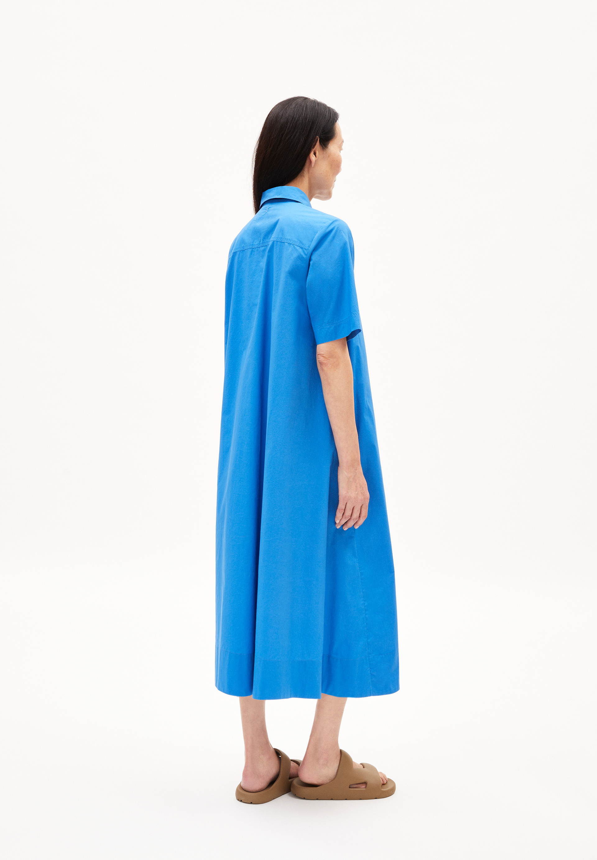 MARILAANA Relaxed model geweven jurk van biologisch katoen