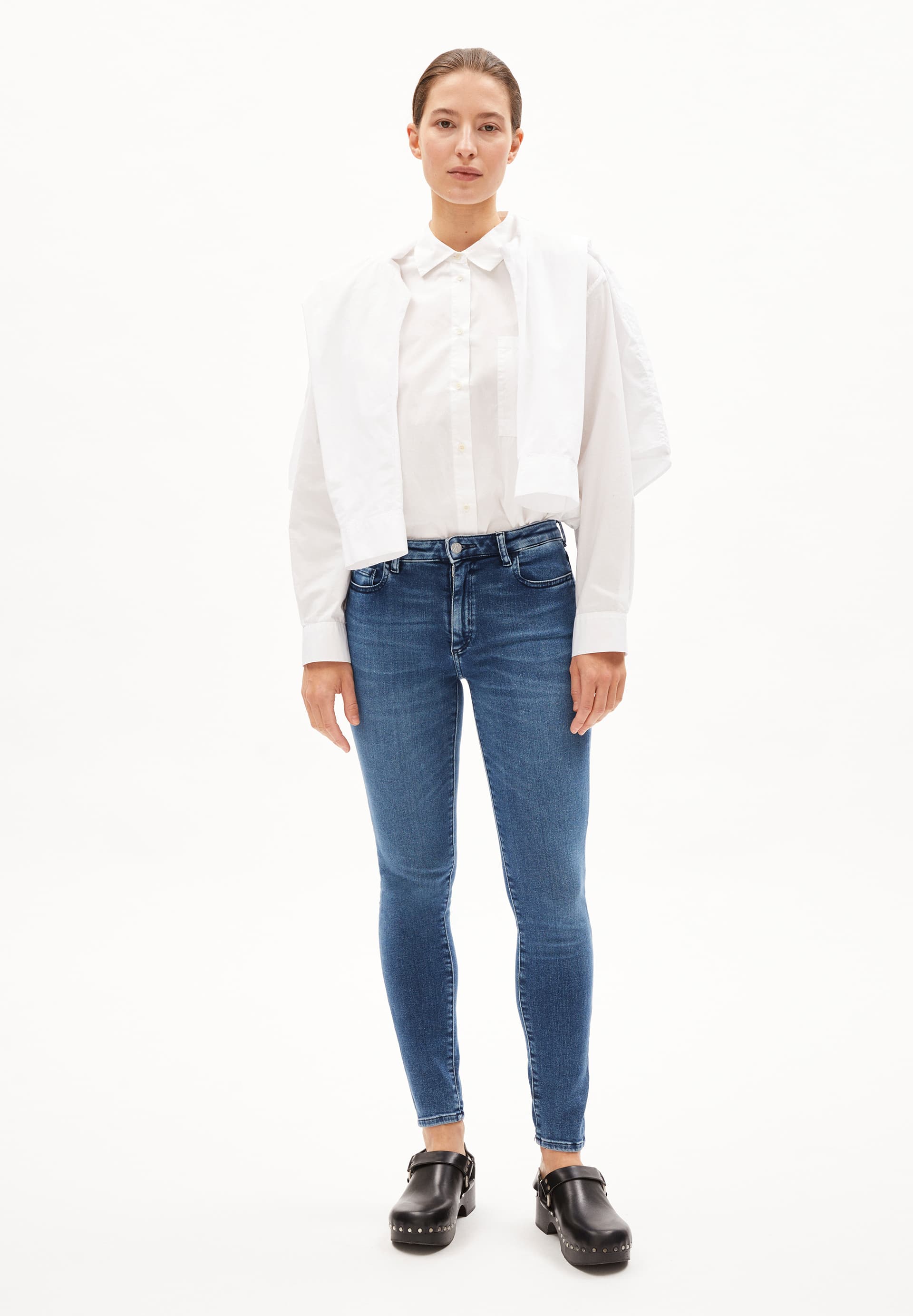 TILLAA X STRETCH Skinny Leg taille mi-haute en coton bio mélangé