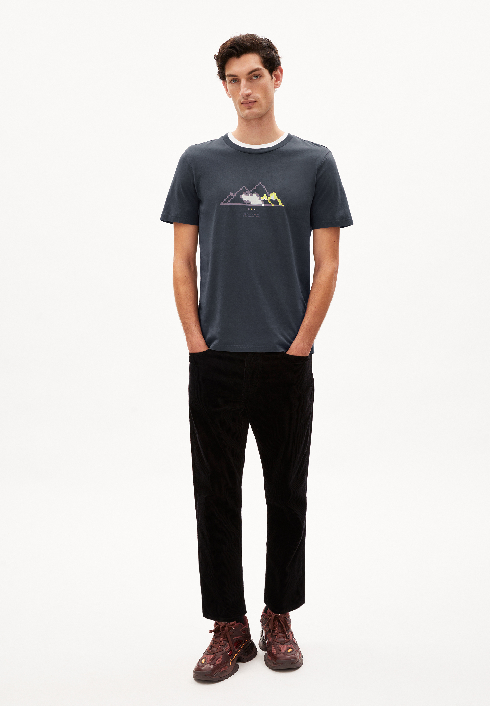 JAAMES PIXXEL MOUNTAIN T-shirt à coupe standard en coton bio