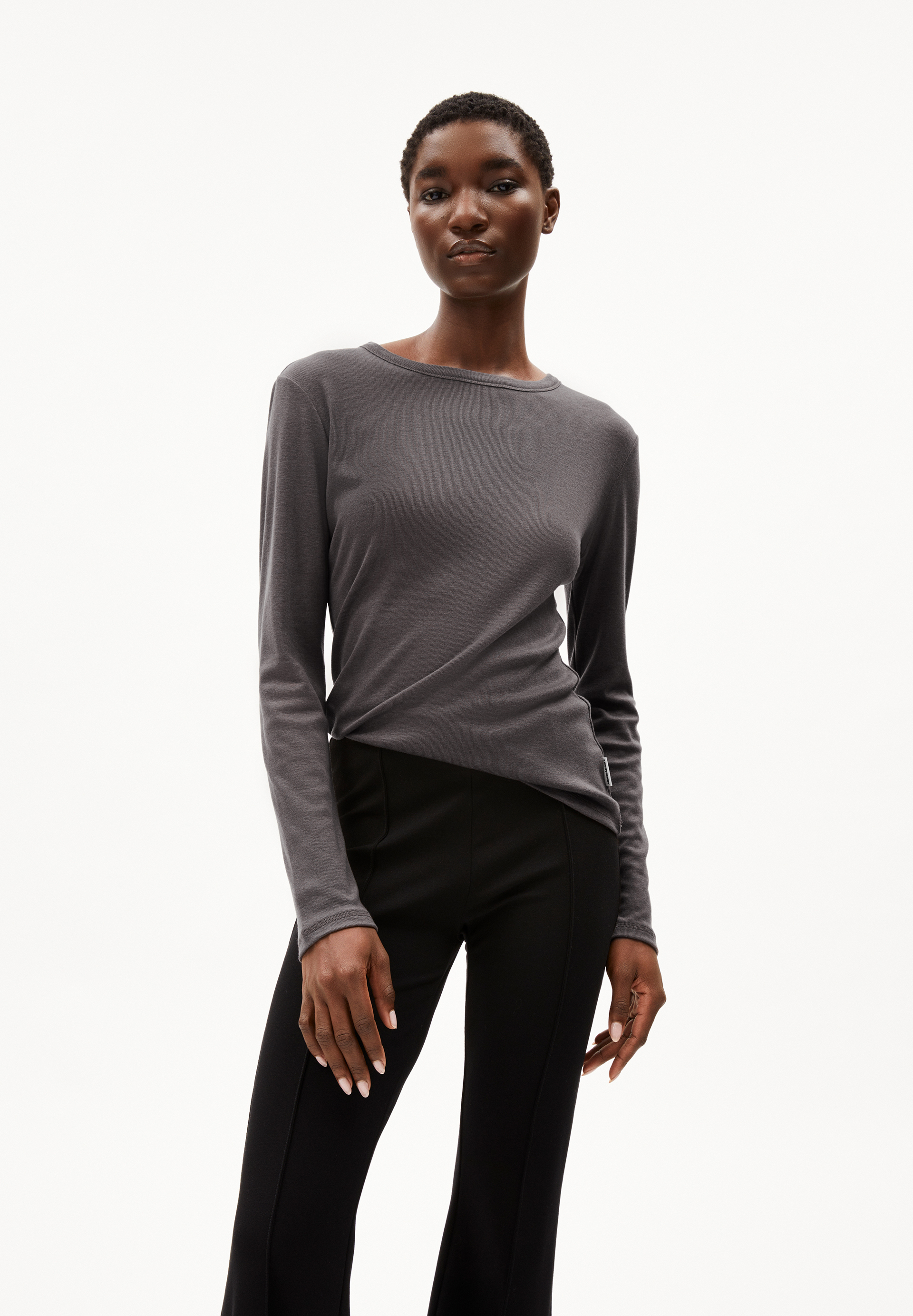 MAIAA WOOL BLEND Haut à manches longues coupe ajustée en coton bio mélangé