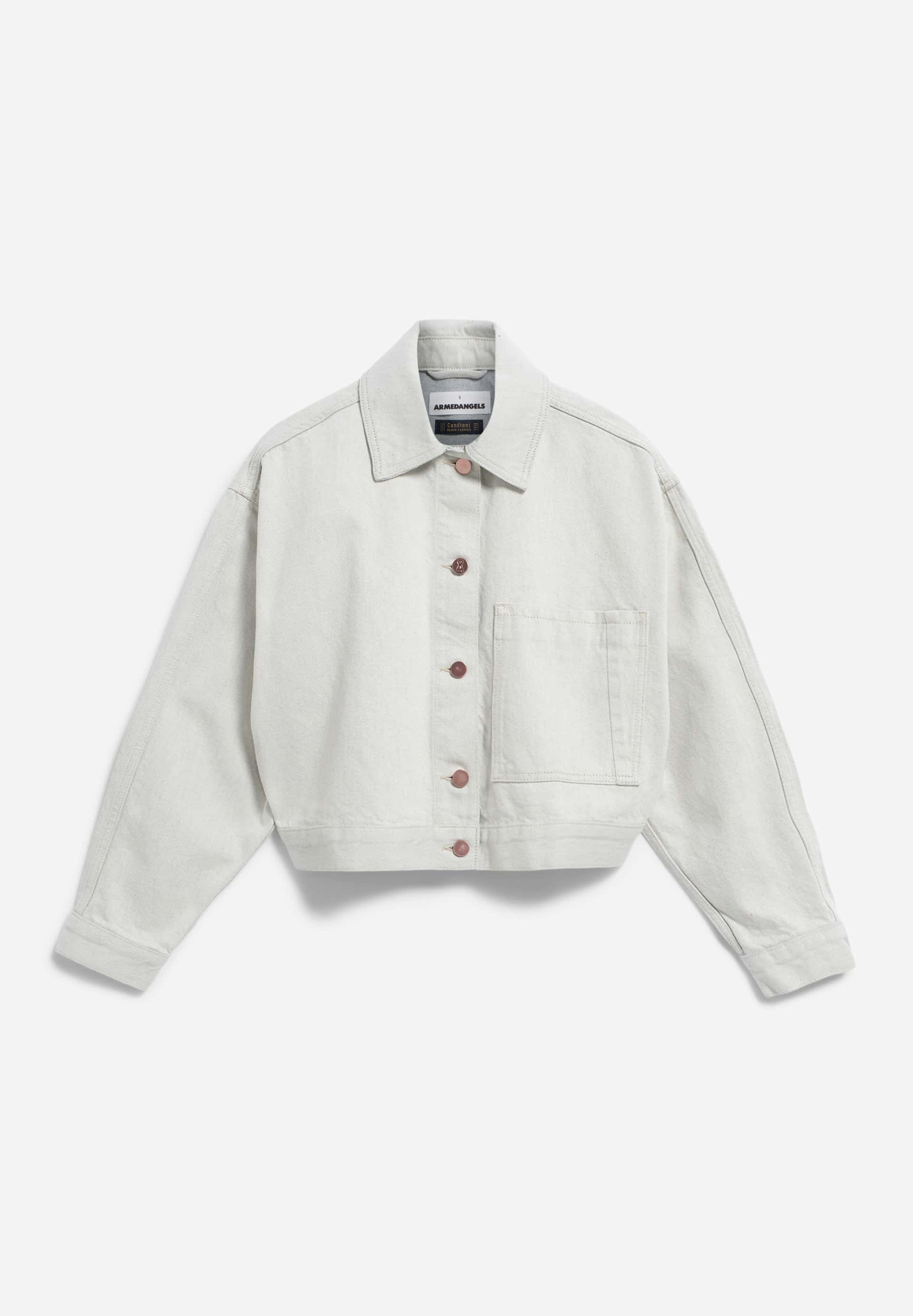 FILEAA Veste en jean coupe décontractée en coton bio mélangé