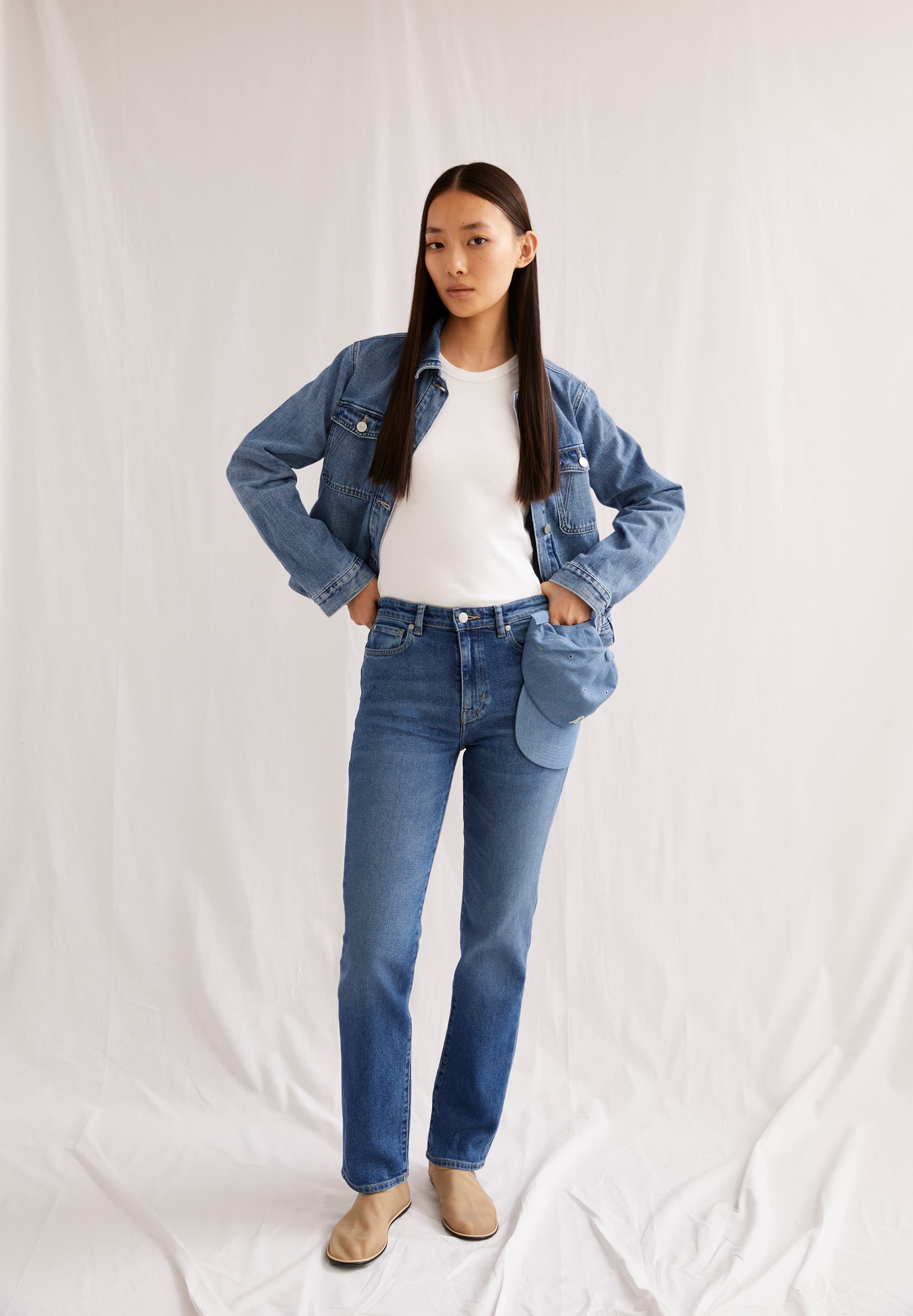 CARENAA Jeans Straight Leg Mid Waist Organic Cotton Mix Comfort-Stretch