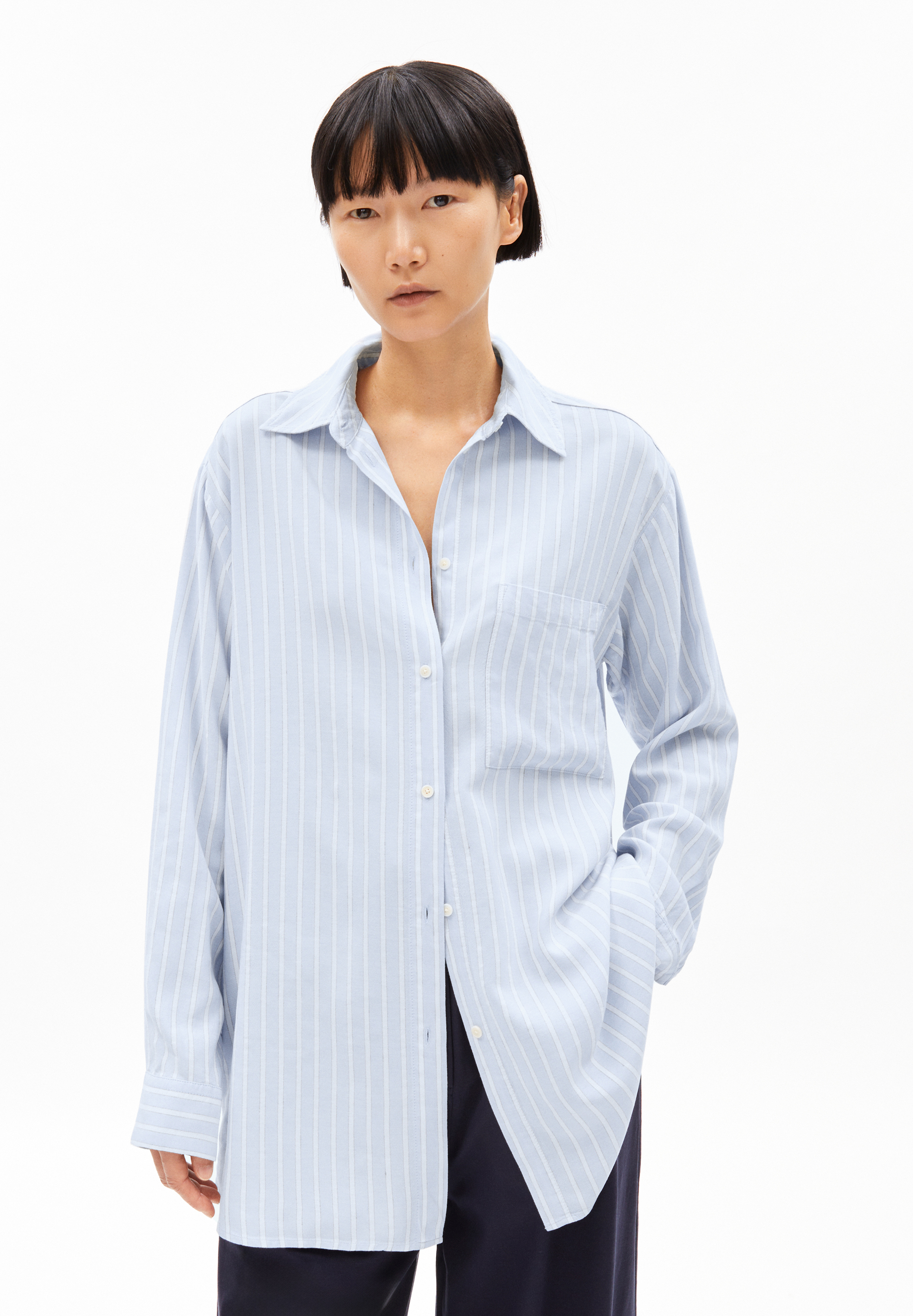 MAALGAA LINO STRIPED Blouse en lin mélangé