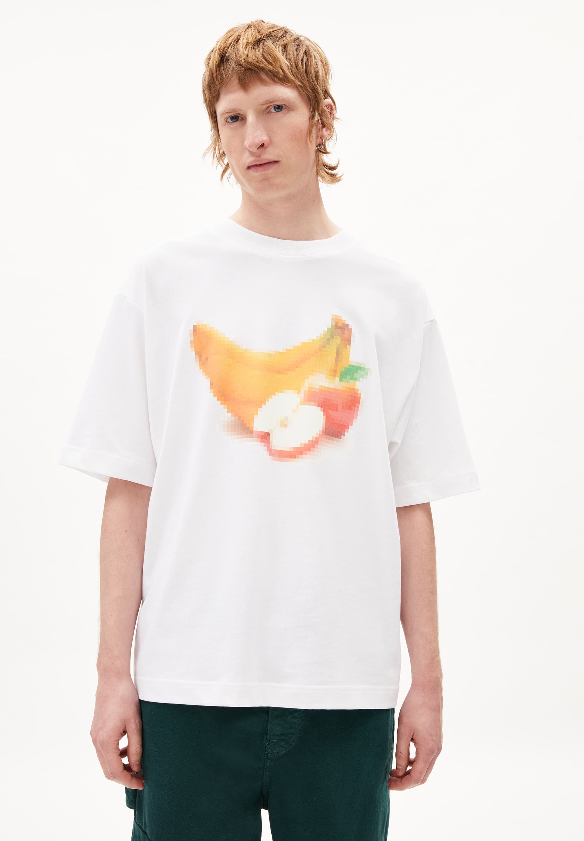 OLAAN PIXXEL FRUITS Heavyweight T-shirt in oversized pasvorm van biologische katoenmix