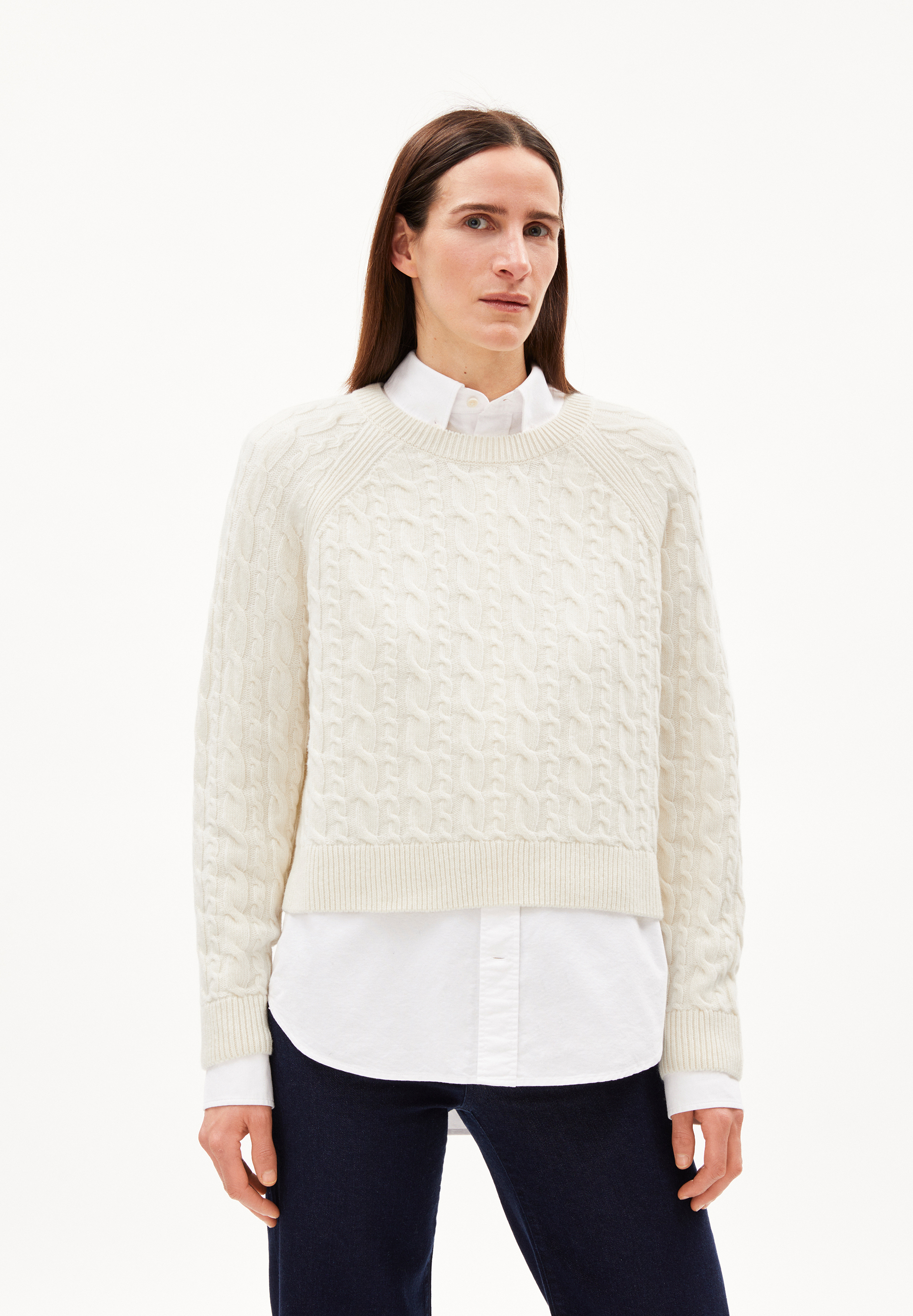 DILIRIAA CABLE Pullover Loose Fit aus Bio-Woll Mix