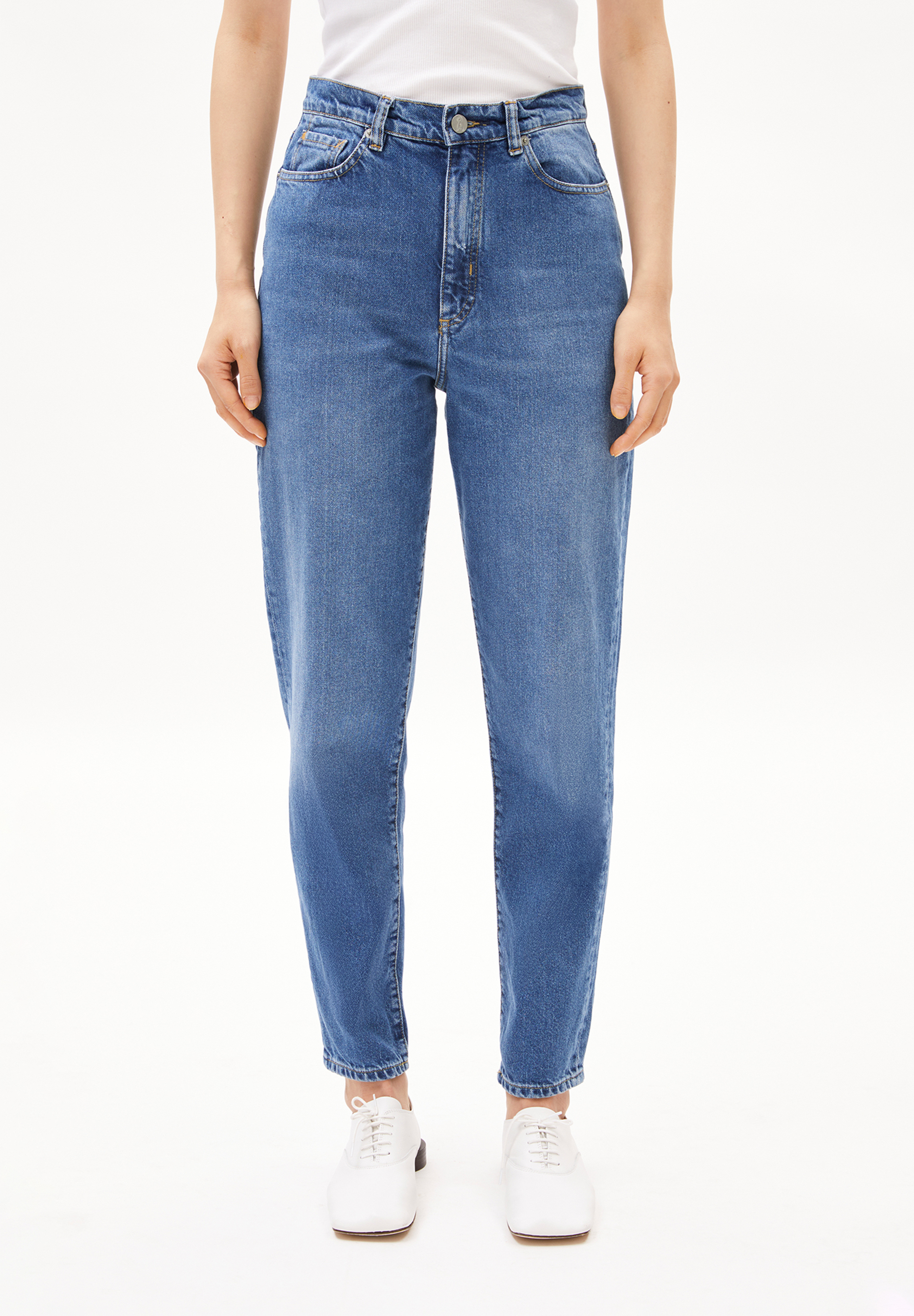 MAIRAA Jeans Mom Fit High Waist Ankle recycled Cotton Non-Stretch