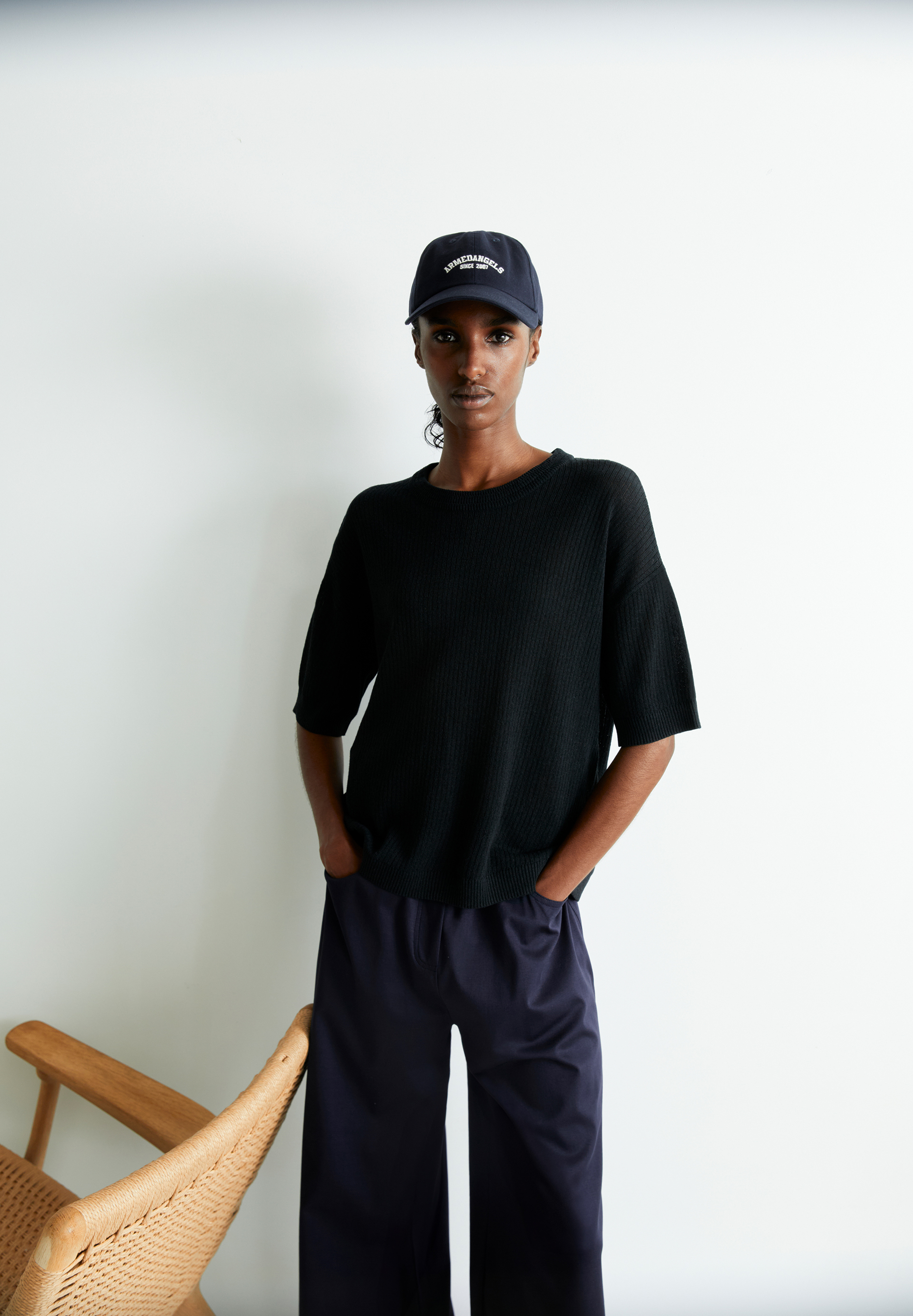 LIZAA LINO Gebreid shirt van linnenmix