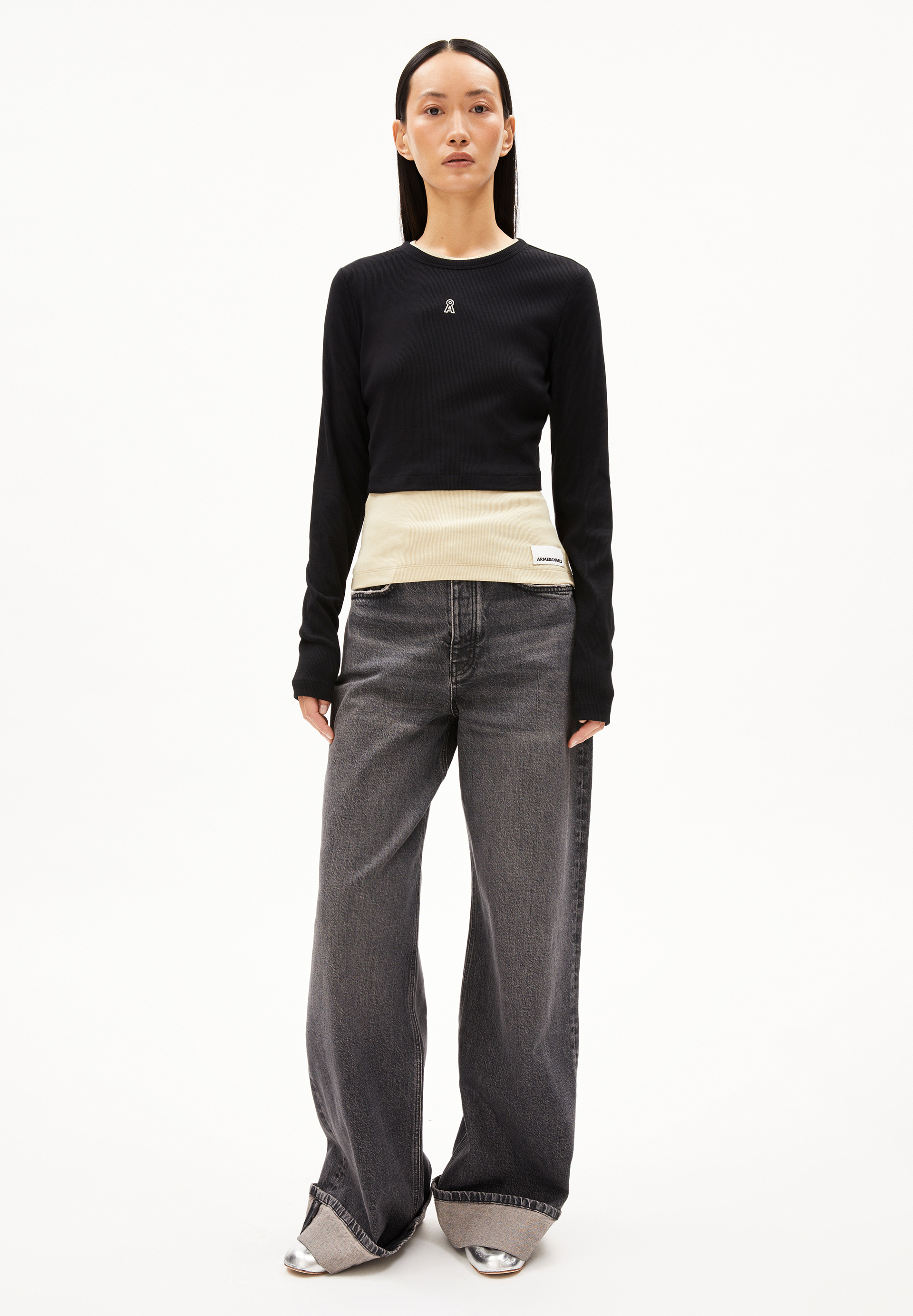 JAALITAA LOGO Rib-Longsleeve Slim Fit made of Organic Cotton Mix
