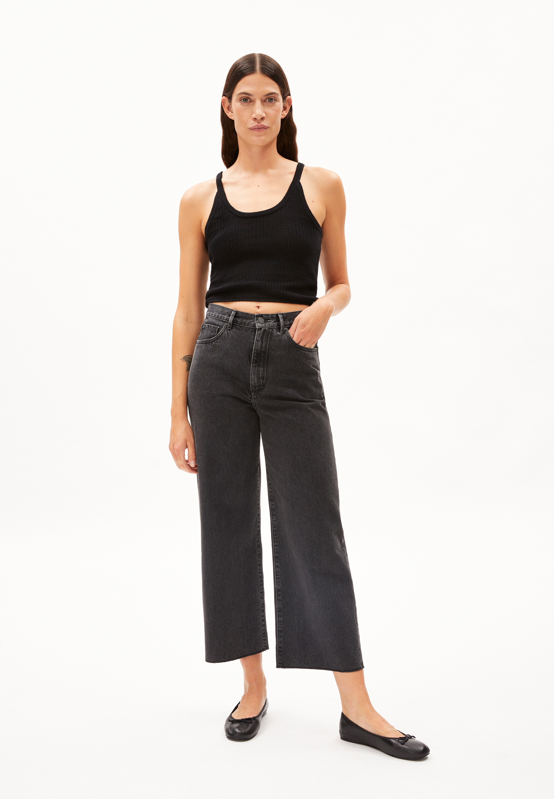 ENIJAA CROPPED High Waist Wide Leg aus recycelter Baumwolle