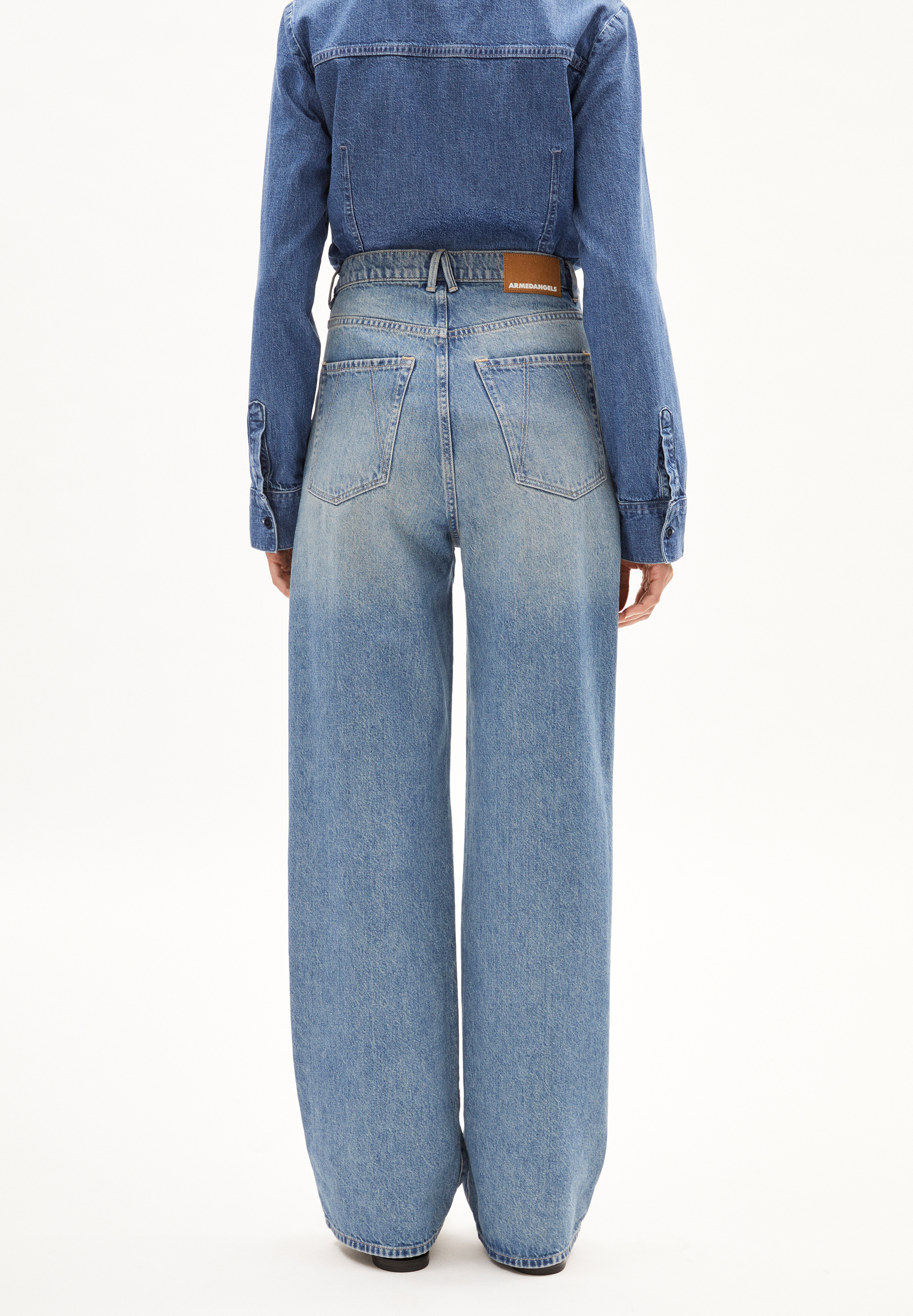 ENIJAA Jeans Wide Leg High Waist Bio-Baumwoll Mix Non-Stretch