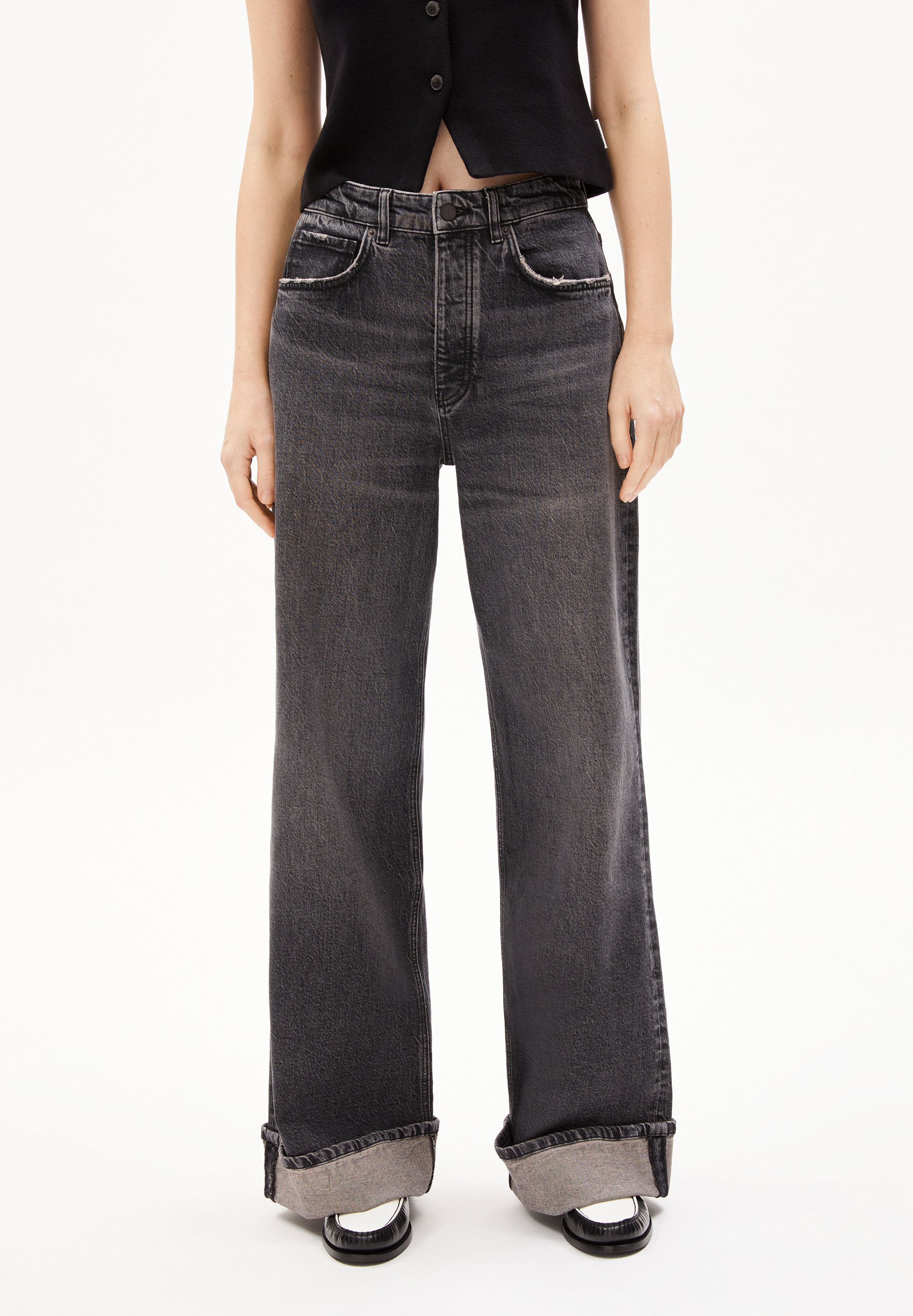 BLINAA Jeans Wide Leg High Waist Bio-Baumwoll Mix Comfort-Stretch