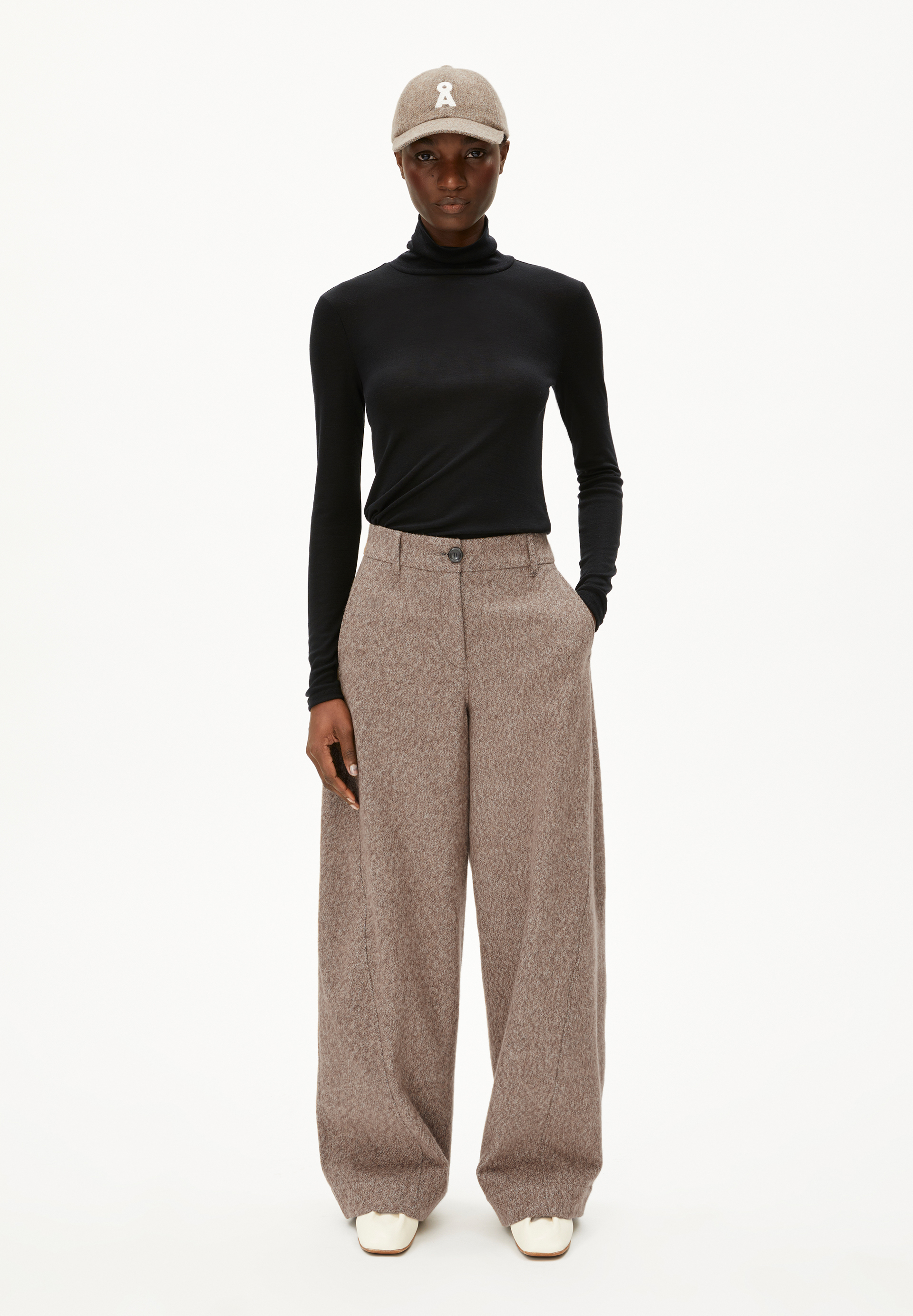 GRAZILIAA WOOL BLEND Haut à manches longues coupe ajustée en coton bio mélangé