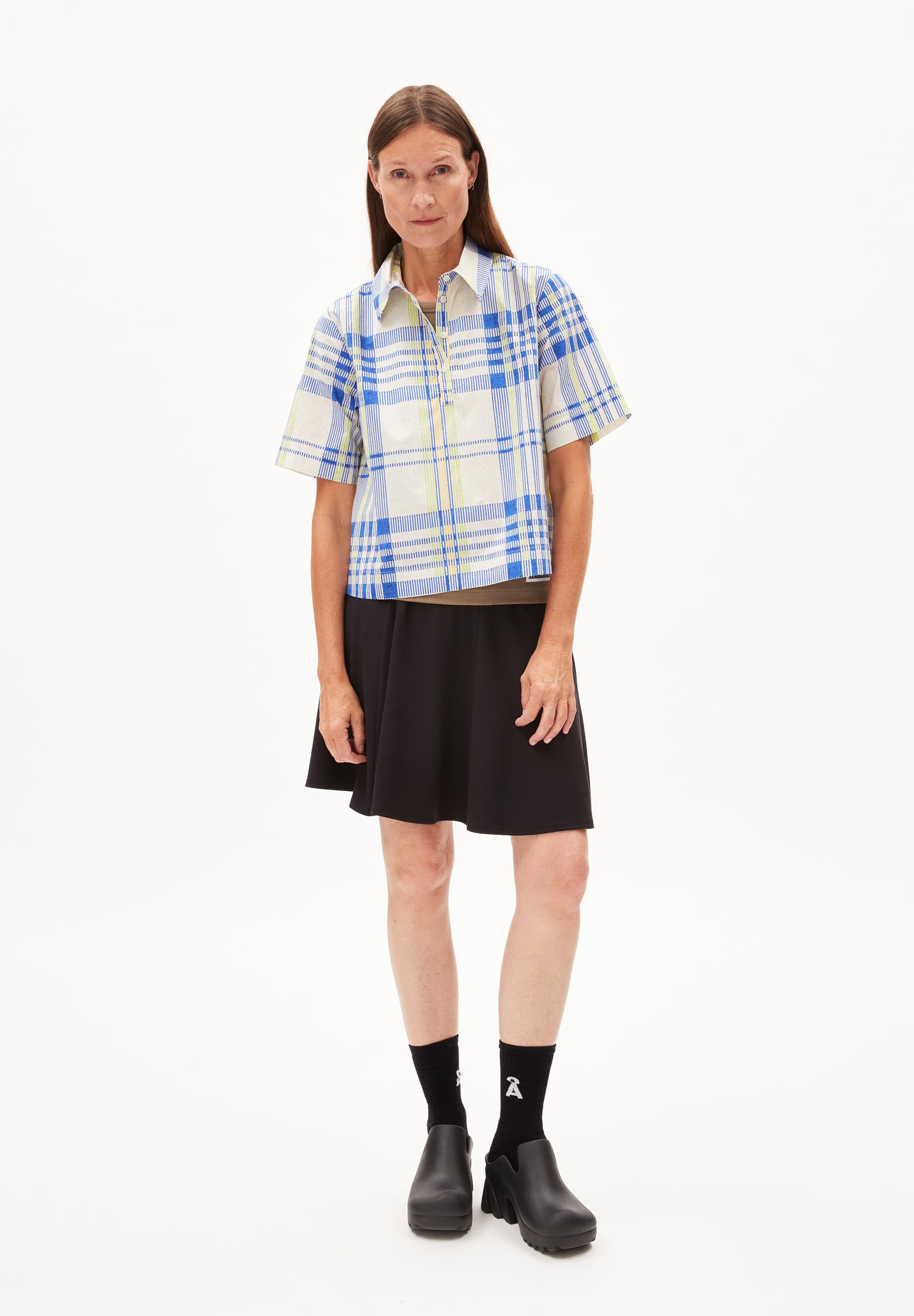 NELINAA COLLEGE CHECK Blouse Relaxed Fit made of Organic Cotton