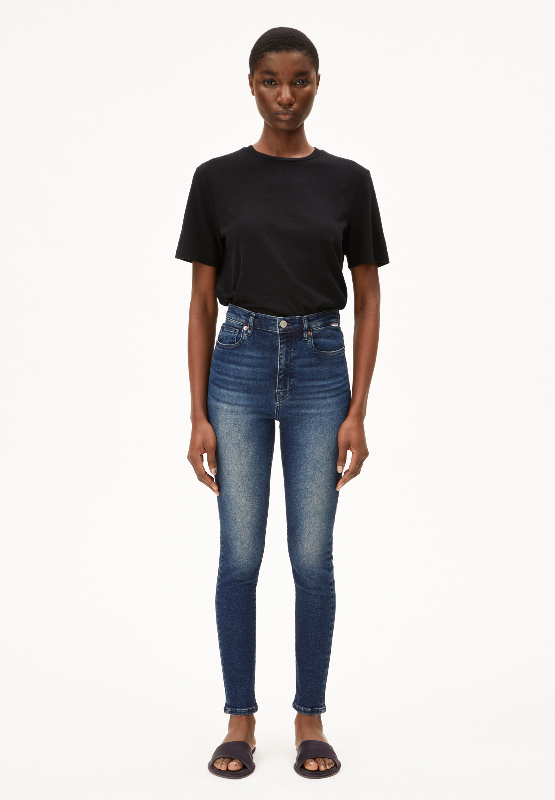 LUALAA LIN T-shirt van linnenmix